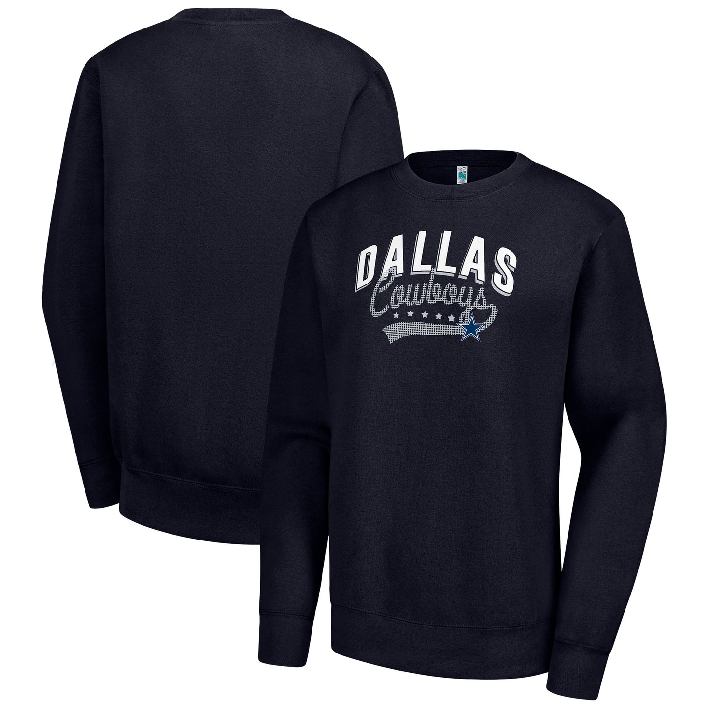 Women's G-III 4Her by Carl Banks Navy Dallas Cowboys Filigree Logo Graphic Fleece Pullover Sweatshirt