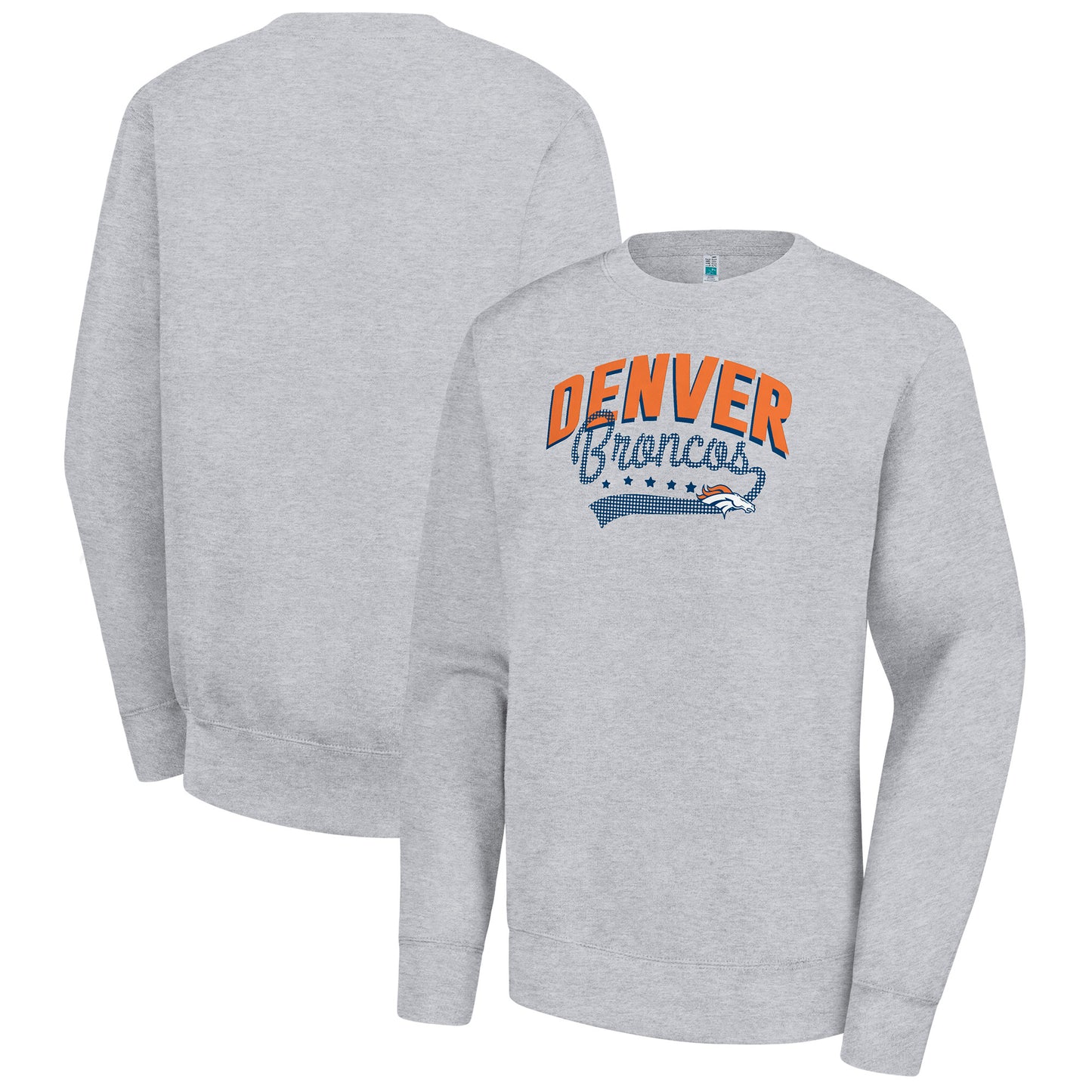 Women's G-III 4Her by Carl Banks Heather Gray Denver Broncos Filigree Logo Graphic Fleece Pullover Sweatshirt