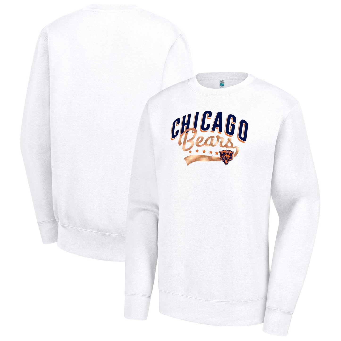 Women's G-III 4Her by Carl Banks White Chicago Bears Filigree Logo Graphic Fleece Pullover Sweatshirt