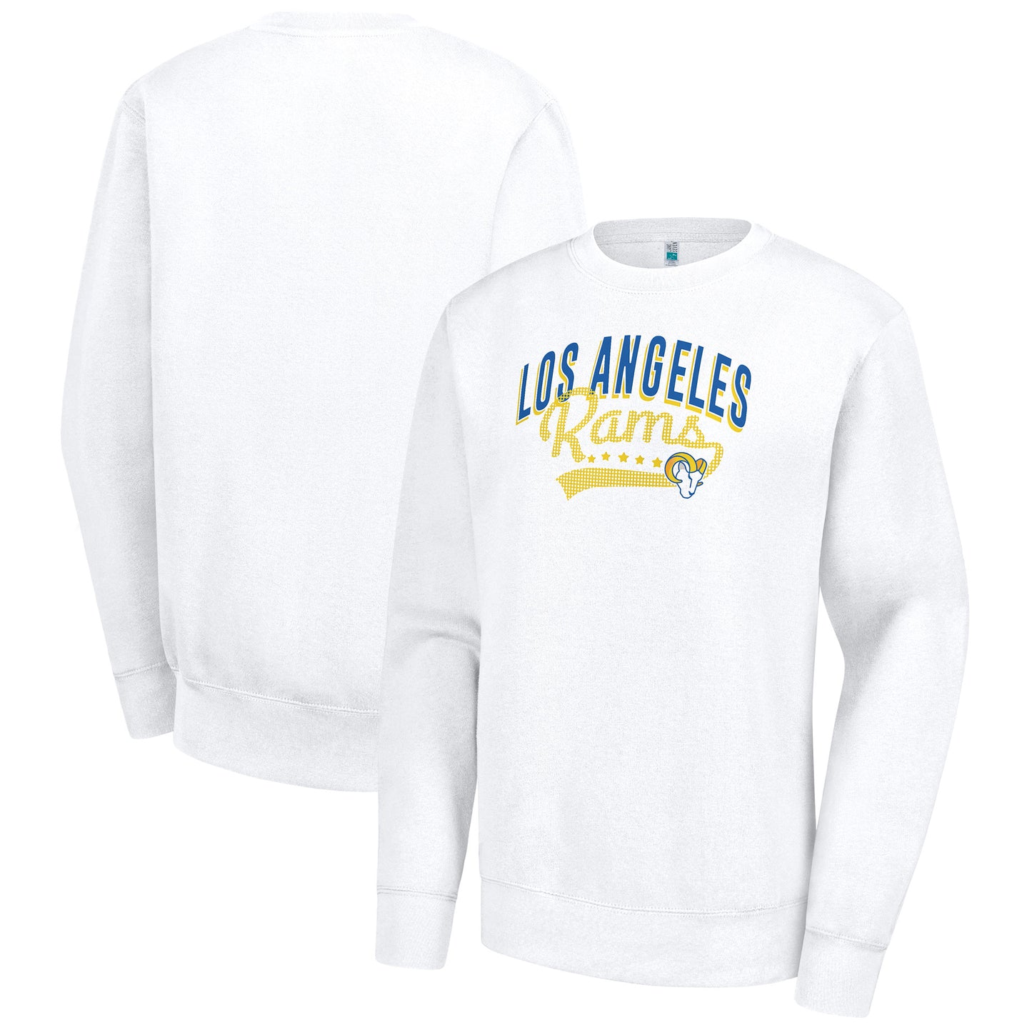 Women's G-III 4Her by Carl Banks White Los Angeles Rams Filigree Logo Graphic Fleece Pullover Sweatshirt