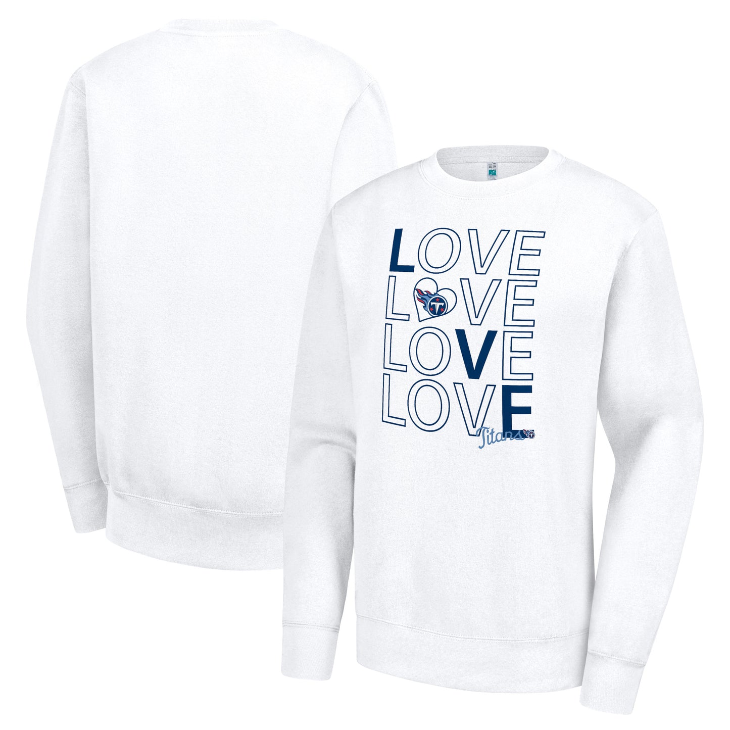 Women's G-III 4Her by Carl Banks White Tennessee Titans Lots of Love Graphic Fleece Pullover Sweatshirt