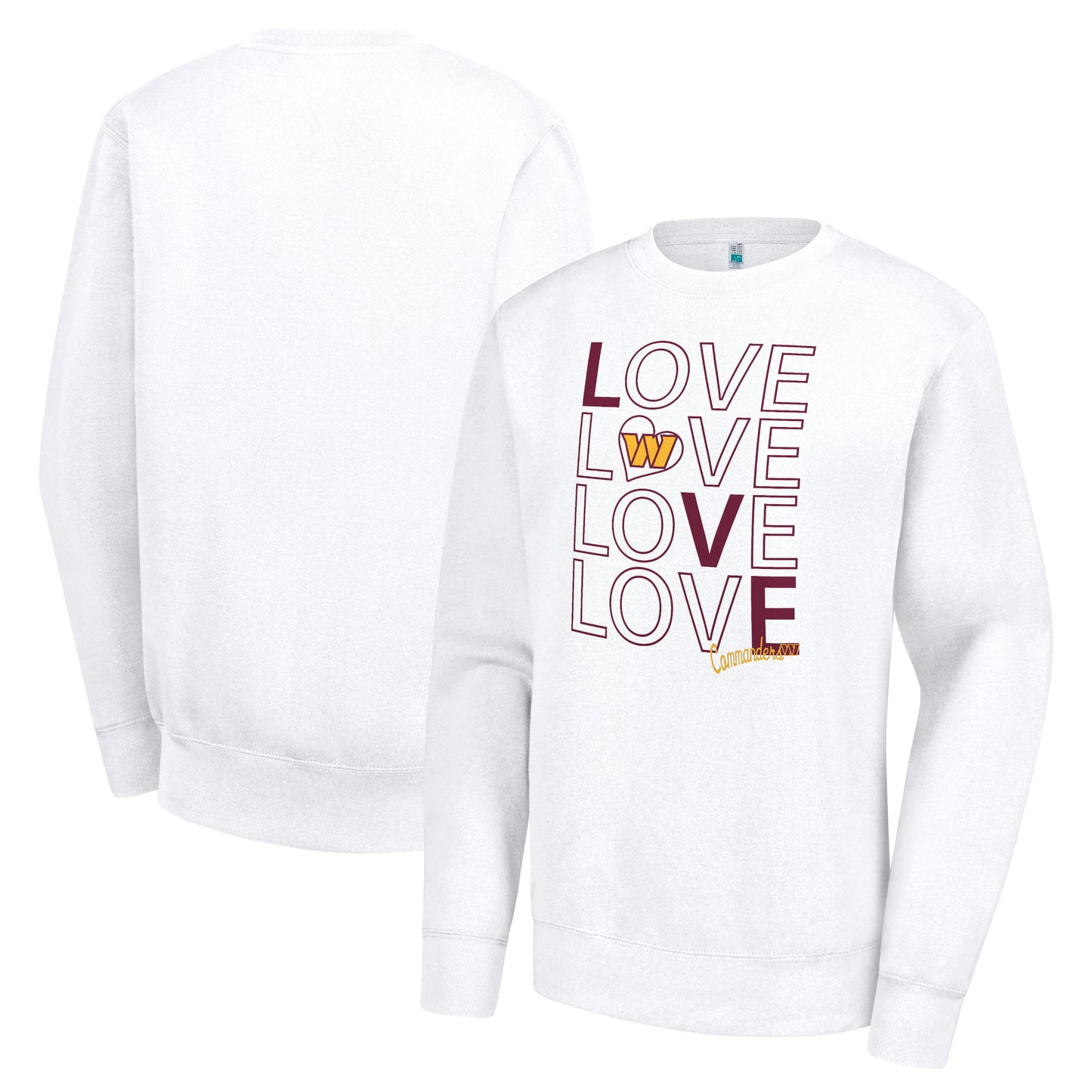 Women's G-III 4Her by Carl Banks White Washington Commanders Lots of Love Graphic Fleece Pullover Sweatshirt