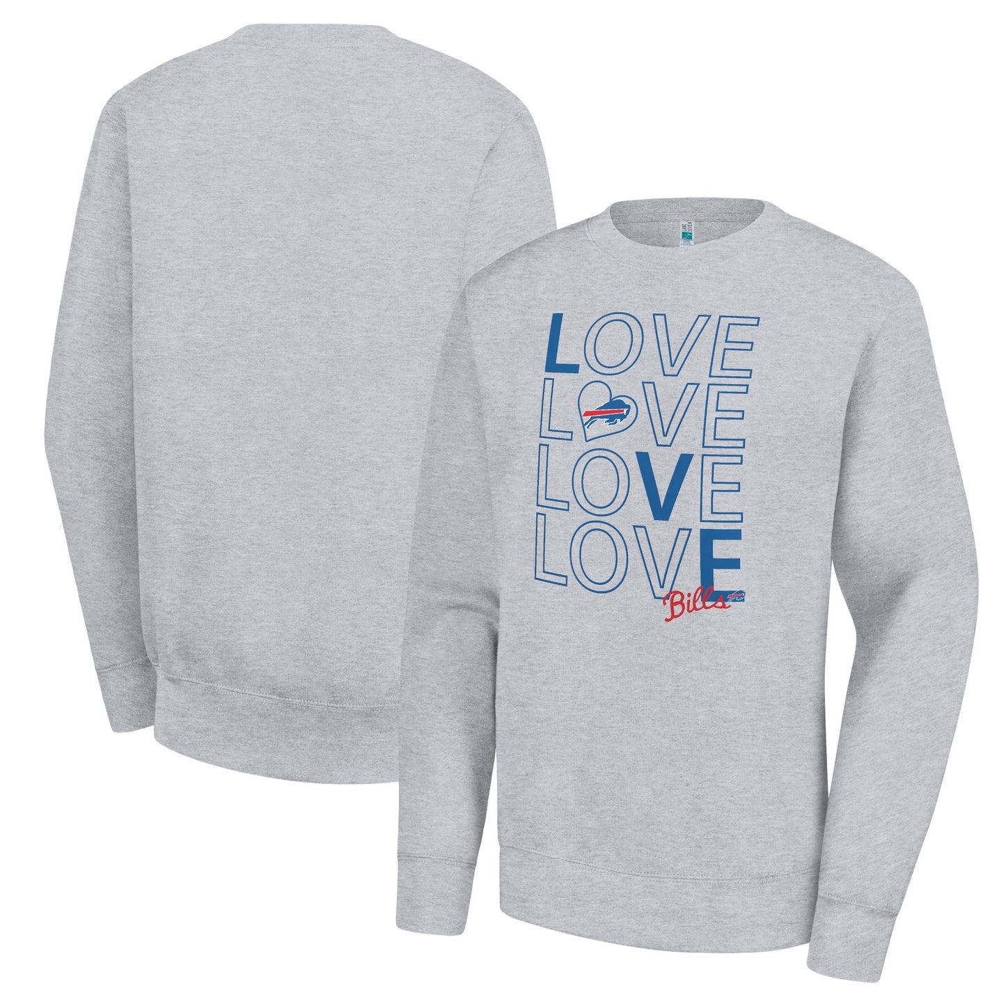 Women's G-III 4Her by Carl Banks Heather Gray Buffalo Bills Lots of Love Graphic Fleece Pullover Sweatshirt