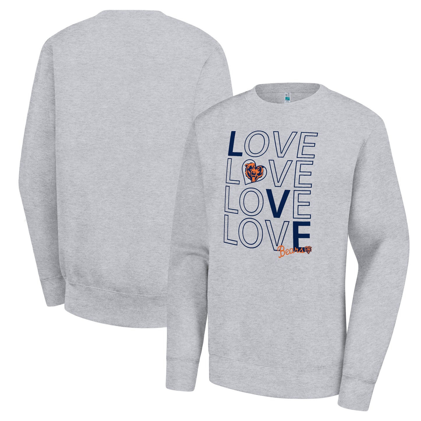 Women's G-III 4Her by Carl Banks Heather Gray Chicago Bears Lots of Love Graphic Fleece Pullover Sweatshirt