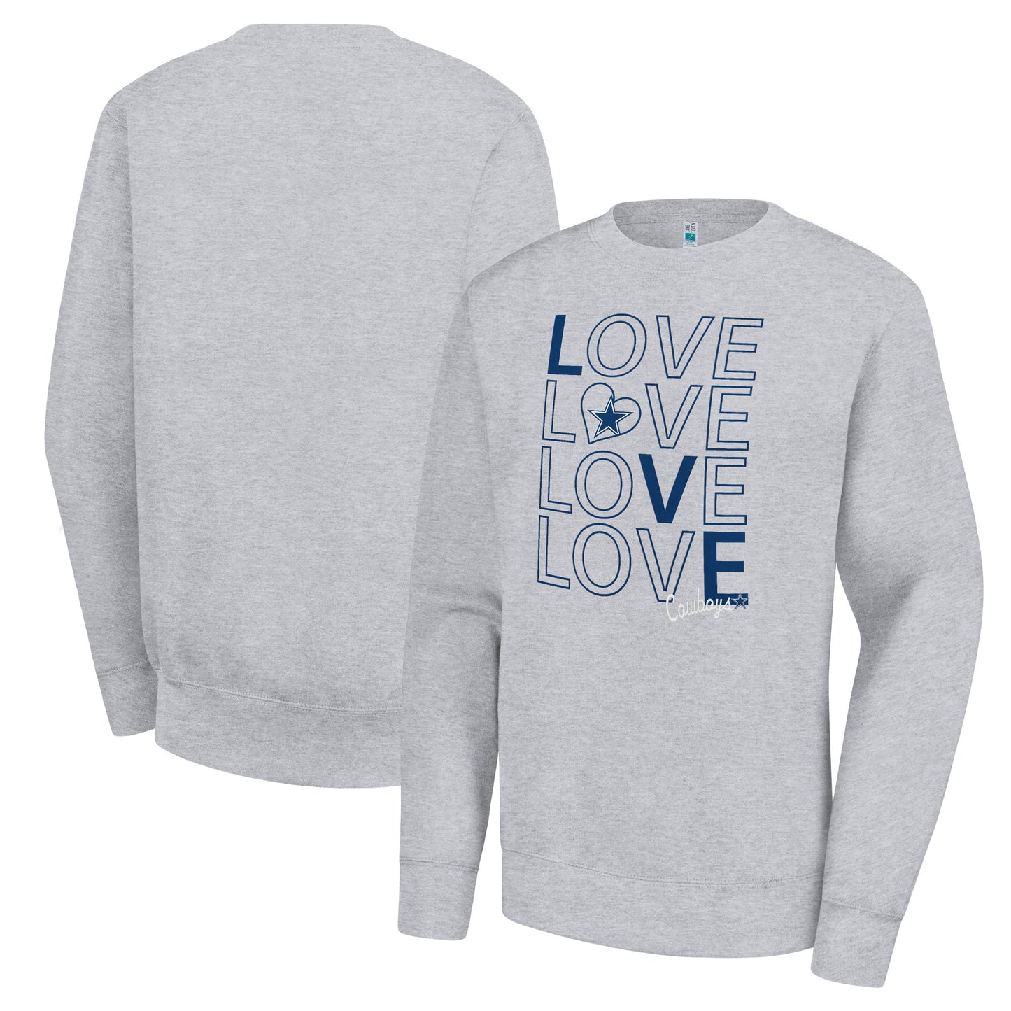 Women's G-III 4Her by Carl Banks Heather Gray Dallas Cowboys Lots of Love Graphic Fleece Pullover Sweatshirt