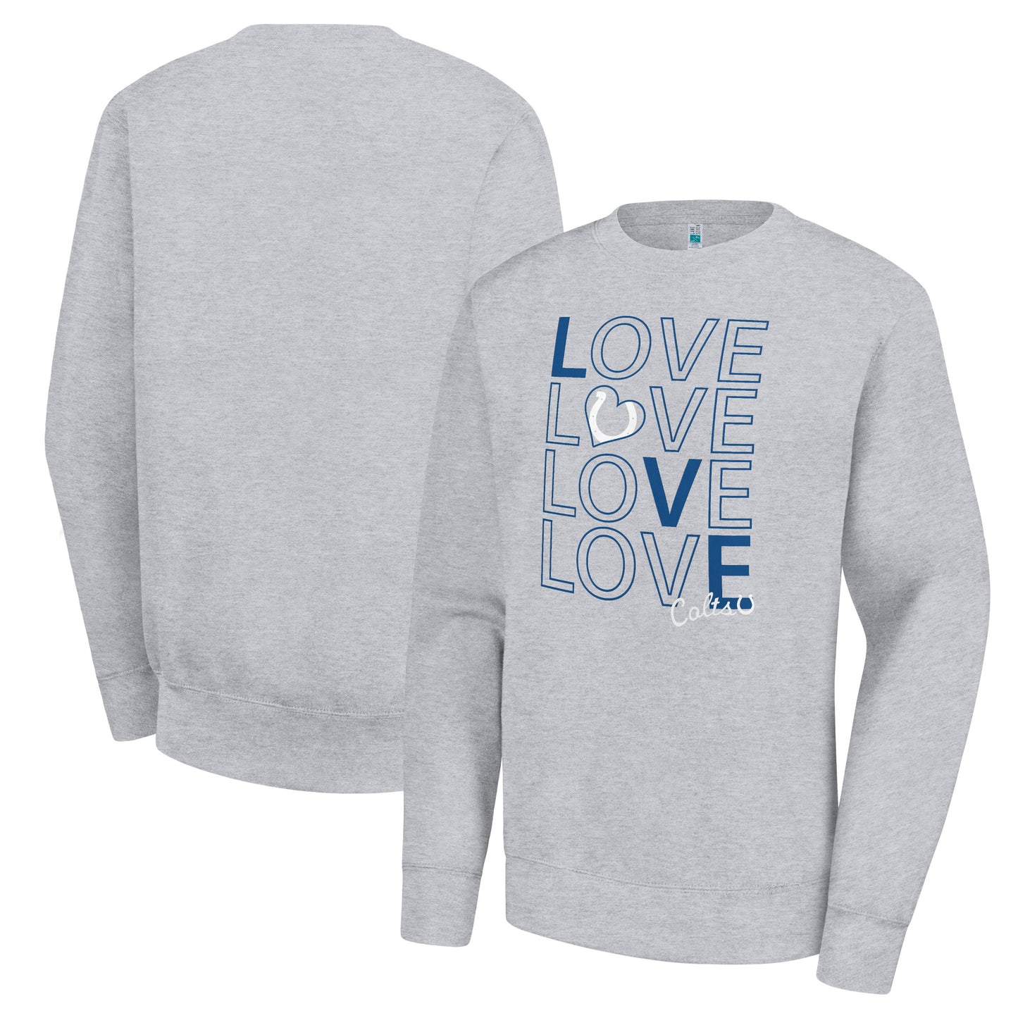Women's G-III 4Her by Carl Banks Heather Gray Indianapolis Colts Lots of Love Graphic Fleece Pullover Sweatshirt