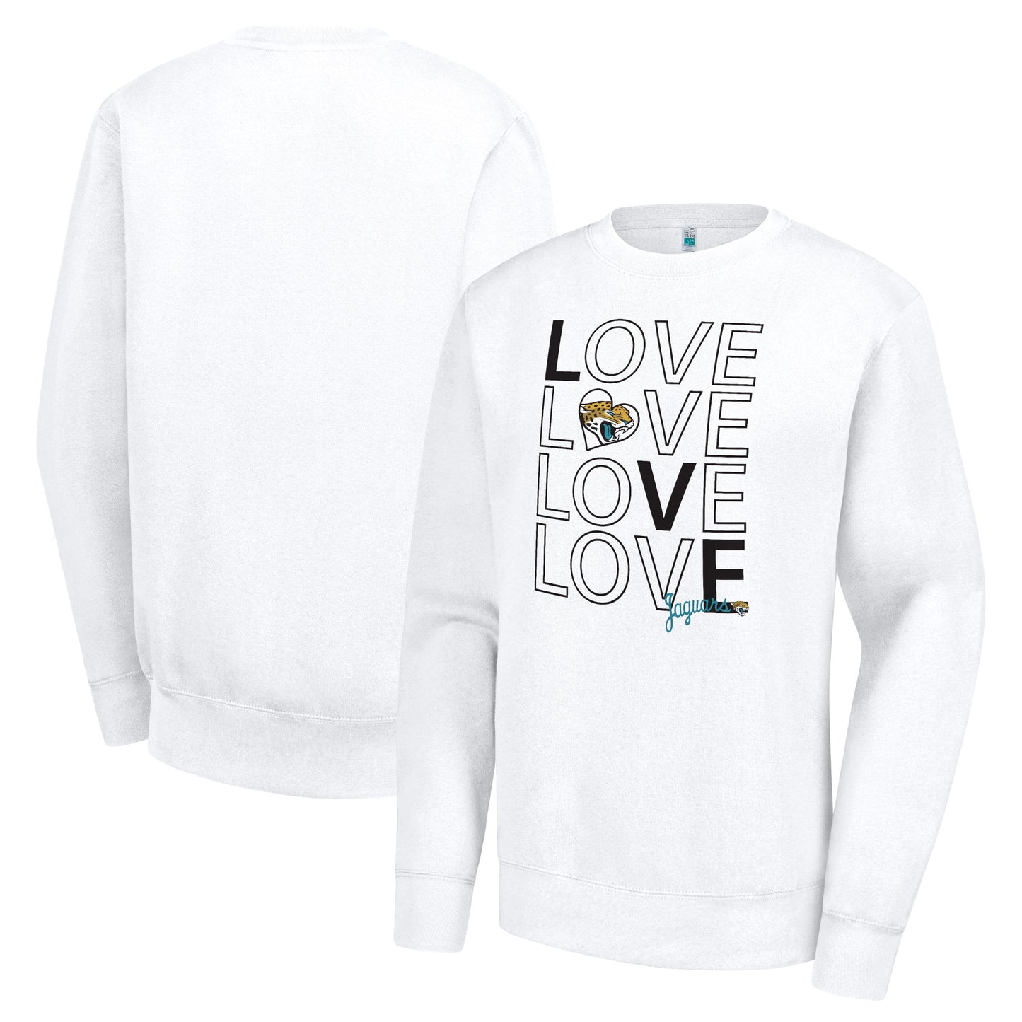 Women's G-III 4Her by Carl Banks White Jacksonville Jaguars Lots of Love Graphic Fleece Pullover Sweatshirt