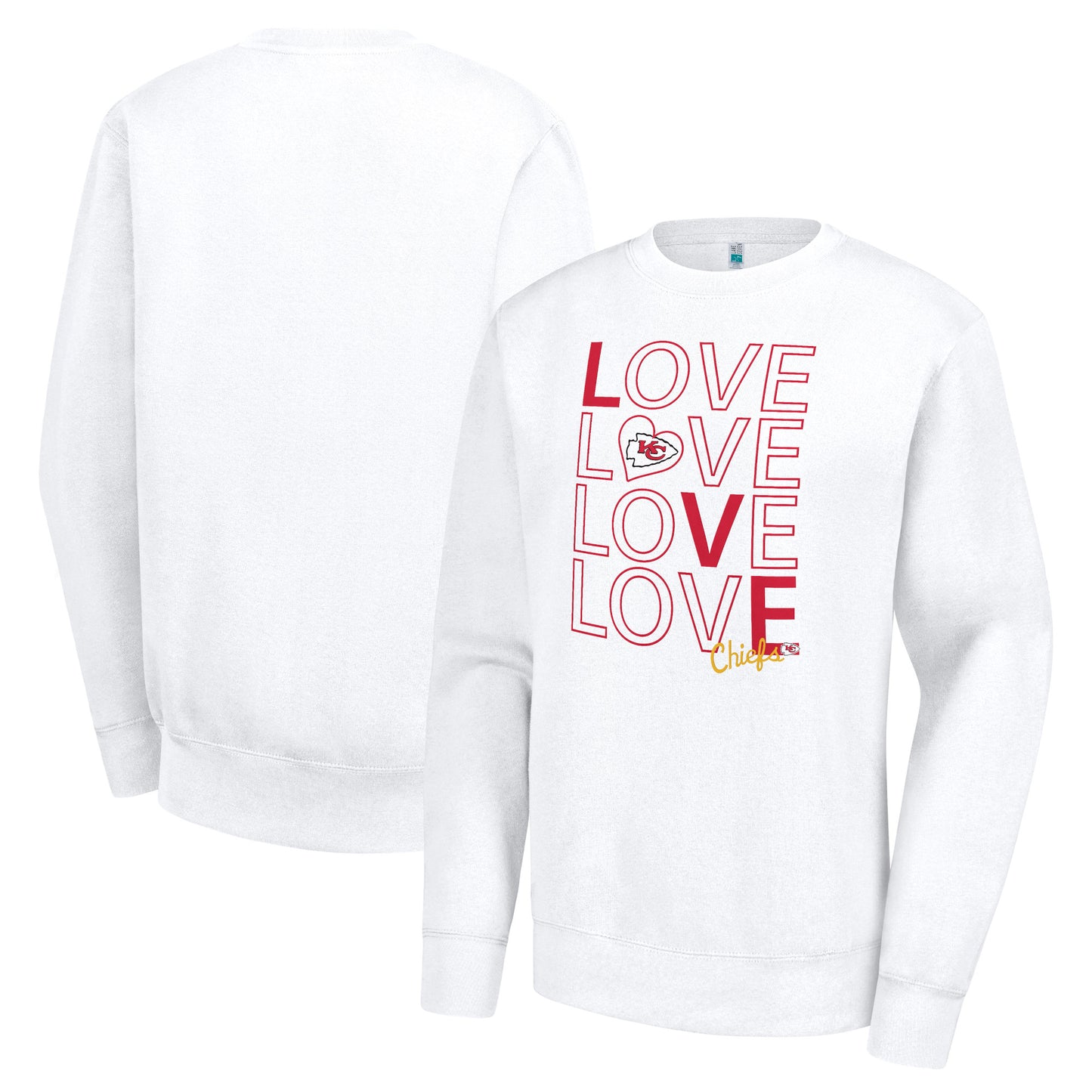 Women's G-III 4Her by Carl Banks White Kansas City Chiefs Lots of Love Graphic Fleece Pullover Sweatshirt