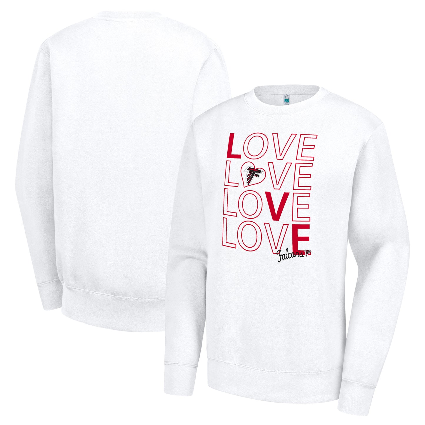 Women's G-III 4Her by Carl Banks White Atlanta Falcons Lots of Love Graphic Fleece Pullover Sweatshirt