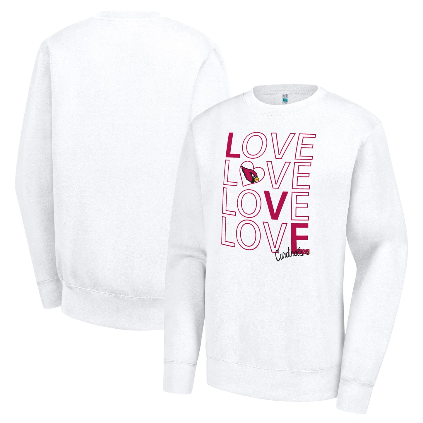 Women's G-III 4Her by Carl Banks White Arizona Cardinals Lots of Love Graphic Fleece Pullover Sweatshirt