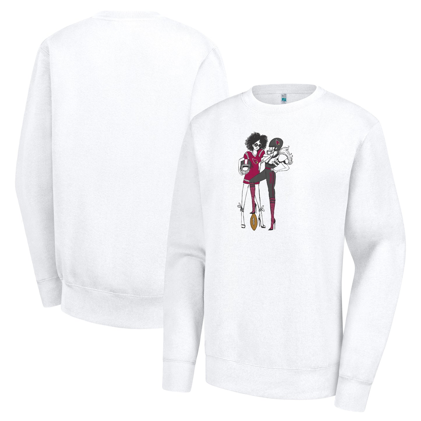 Women's G-III 4Her by Carl Banks White Arizona Cardinals Football Girls Graphic Fleece Pullover Sweatshirt