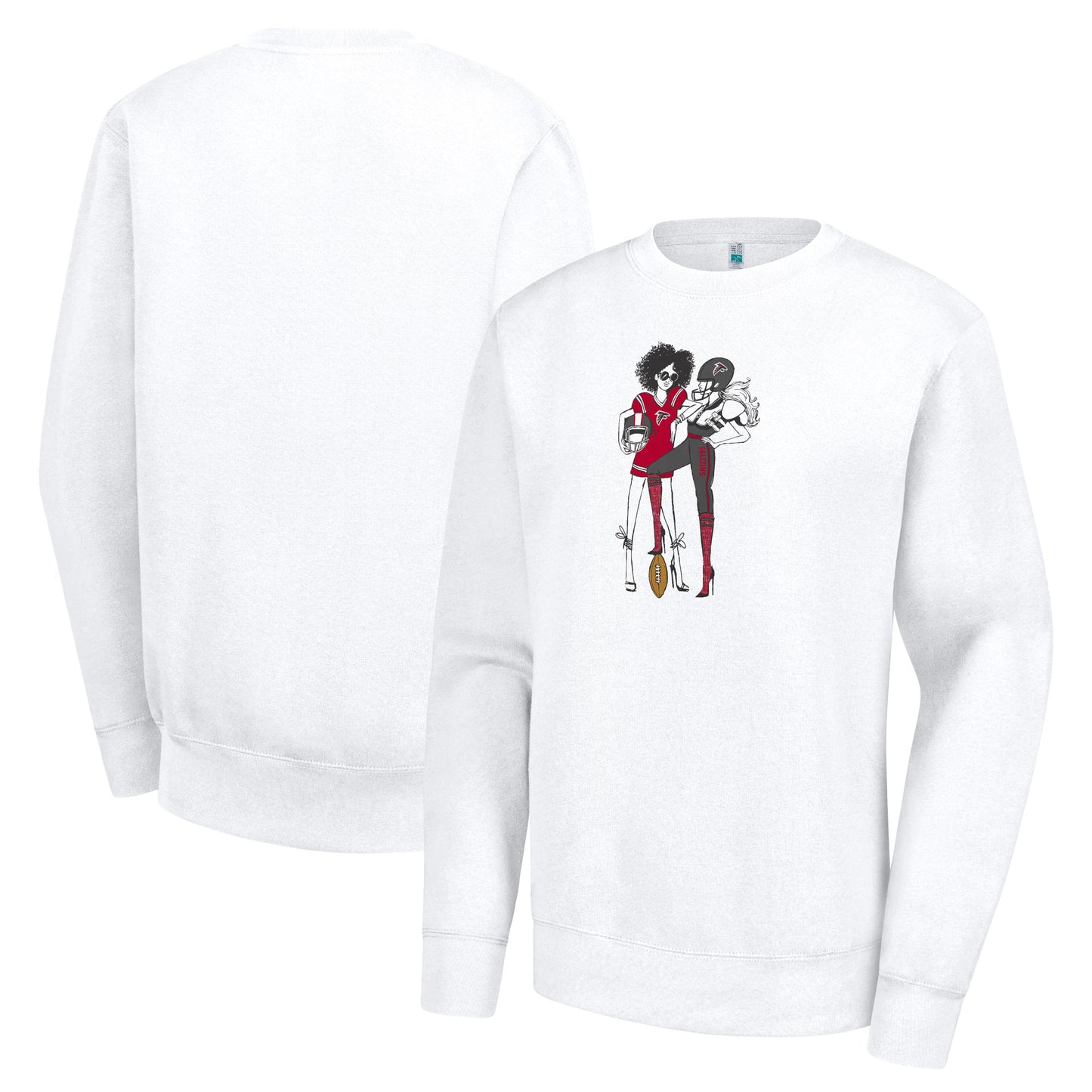 Women's G-III 4Her by Carl Banks White Atlanta Falcons Football Girls Graphic Fleece Pullover Sweatshirt