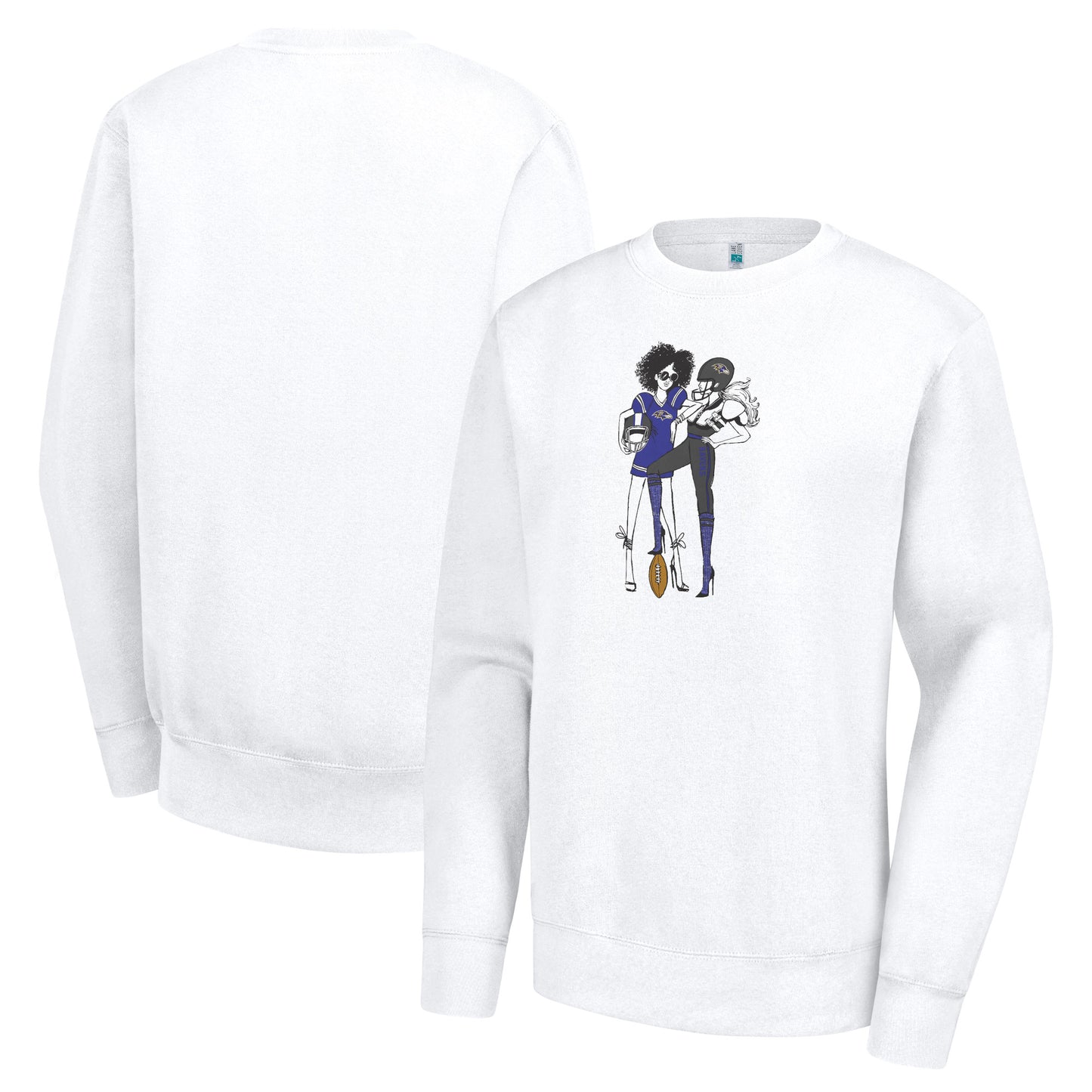 Women's G-III 4Her by Carl Banks White Baltimore Ravens Football Girls Graphic Fleece Pullover Sweatshirt
