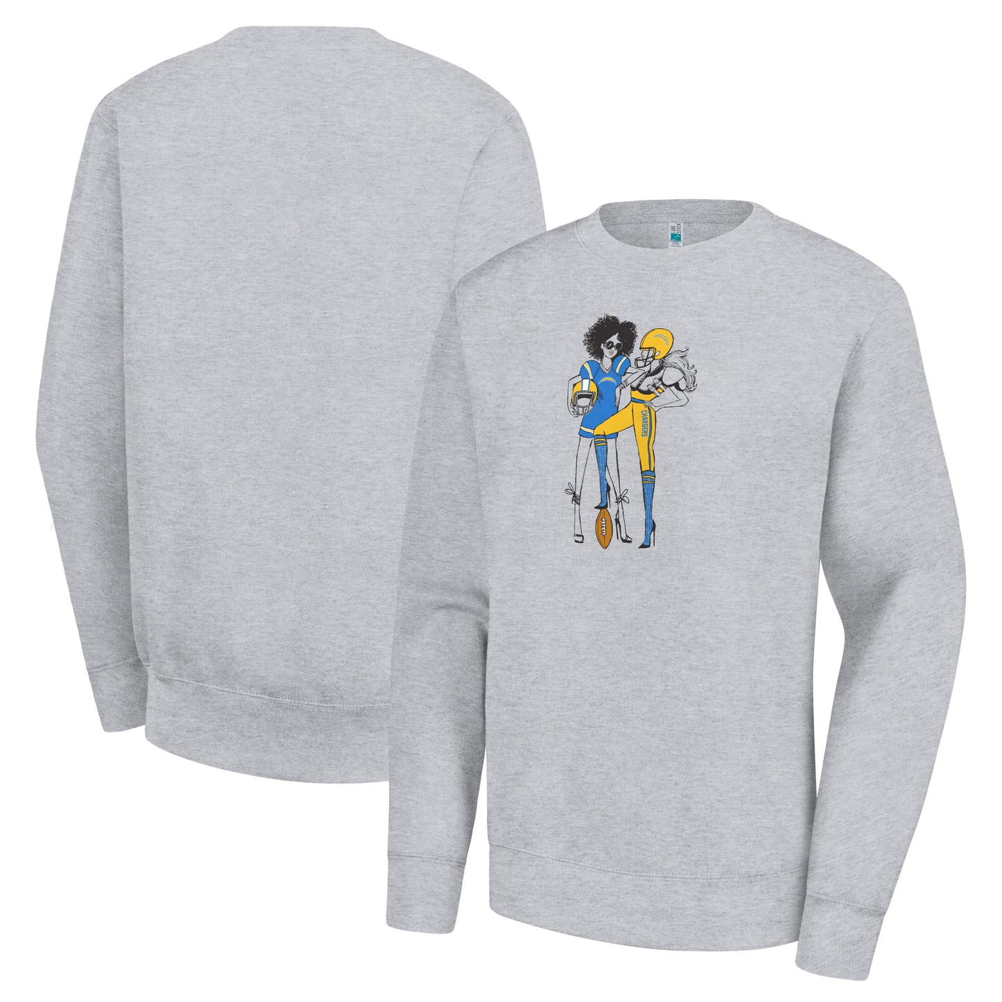Women's G-III 4Her by Carl Banks Heather Gray Los Angeles Chargers Football Girls Graphic Fleece Pullover Sweatshirt