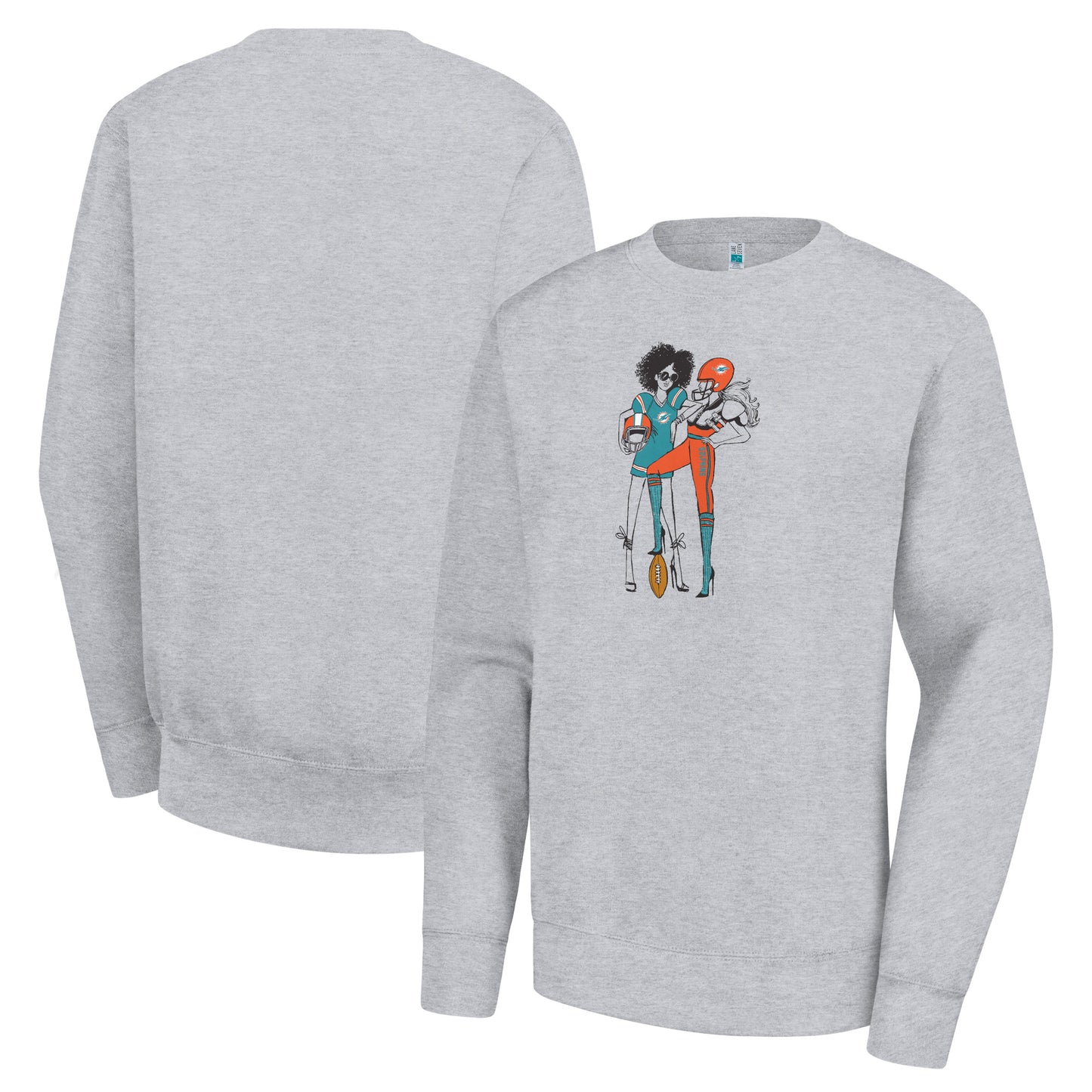 Women's G-III 4Her by Carl Banks Heather Gray Miami Dolphins Football Girls Graphic Fleece Pullover Sweatshirt