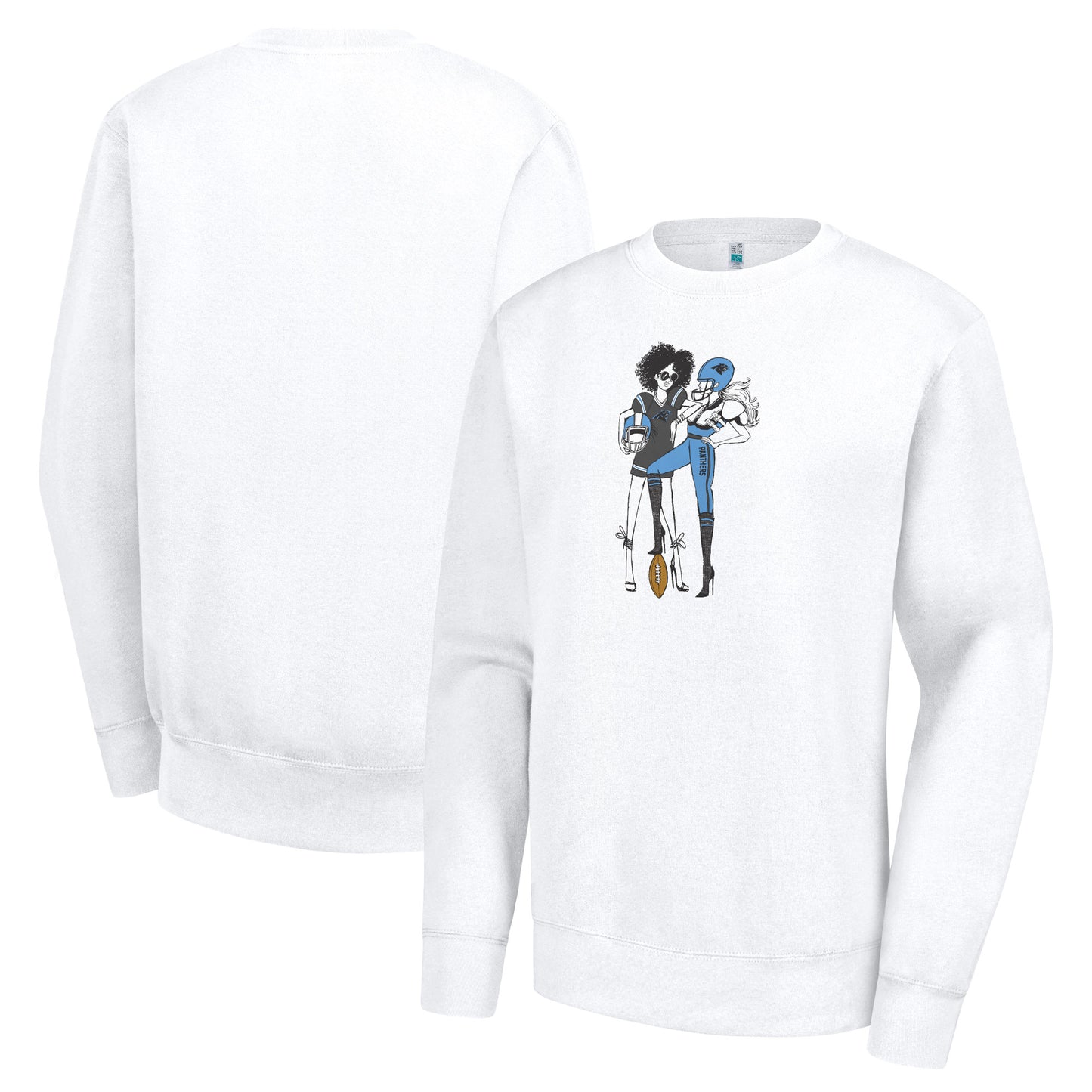 Women's G-III 4Her by Carl Banks White Carolina Panthers Football Girls Graphic Fleece Pullover Sweatshirt