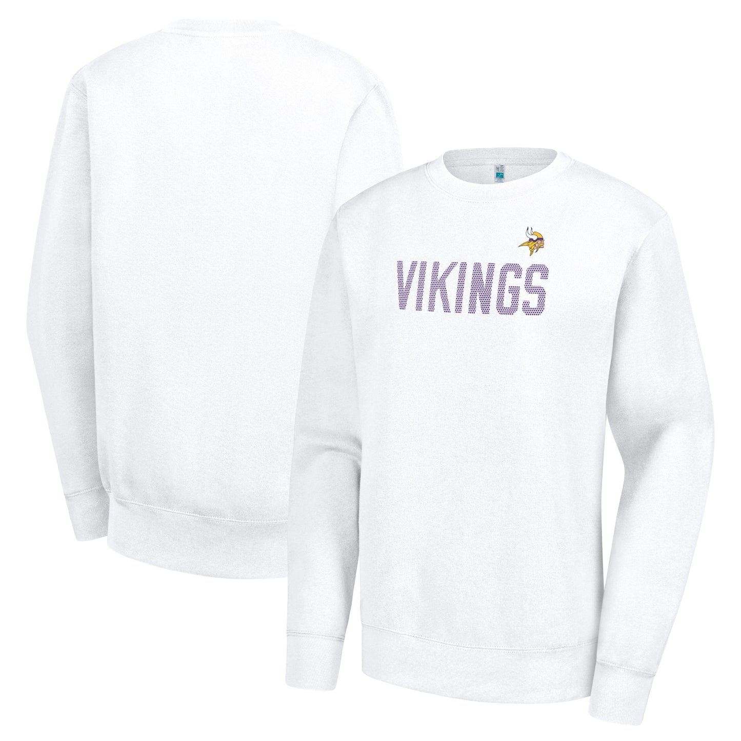 Women's G-III 4Her by Carl Banks White Minnesota Vikings Dot Print Team Graphic Fleece Pullover Sweatshirt