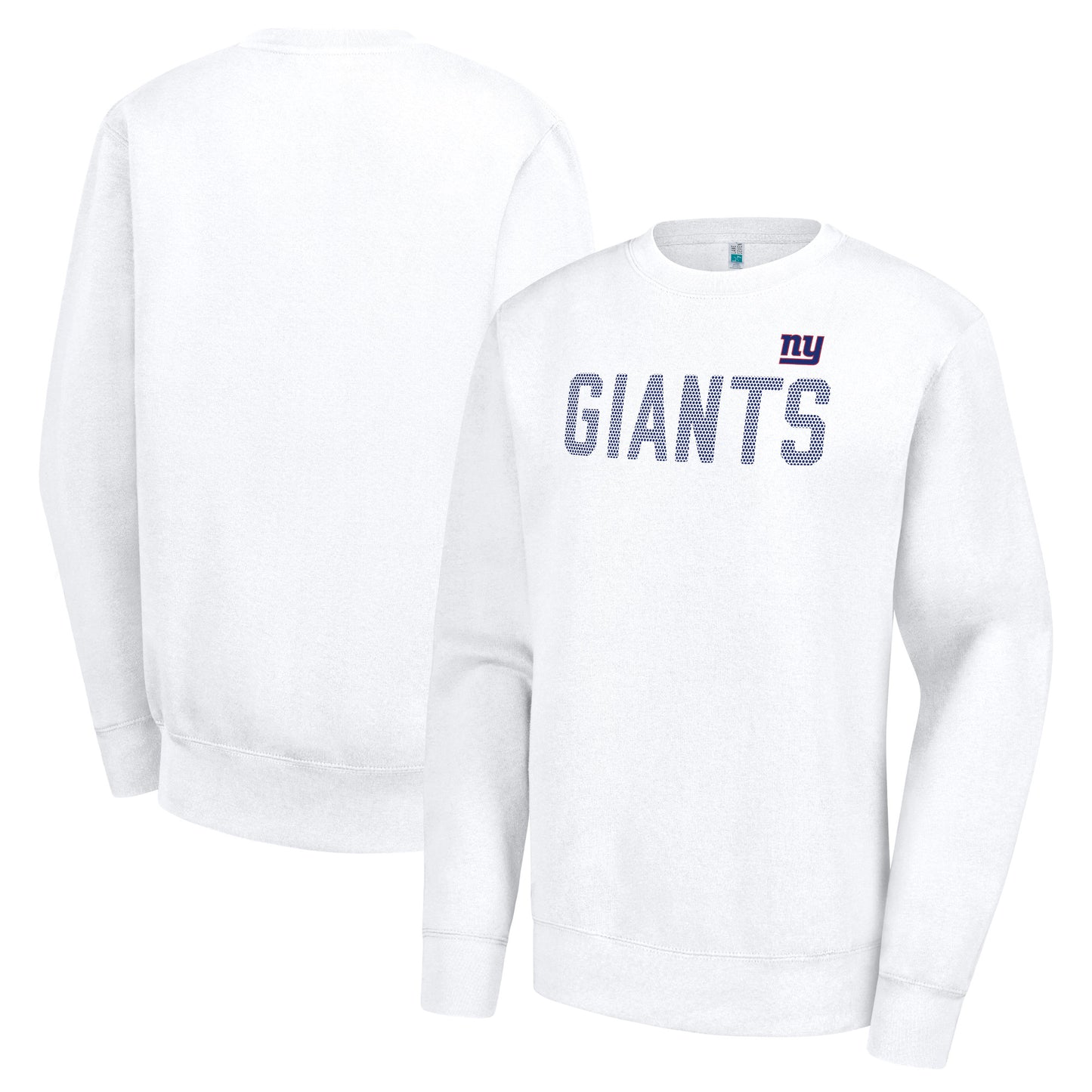 Women's G-III 4Her by Carl Banks White New York Giants Dot Print Team Graphic Fleece Pullover Sweatshirt
