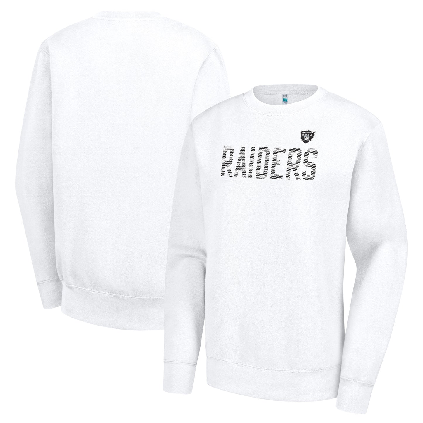 Women's G-III 4Her by Carl Banks White Las Vegas Raiders Dot Print Team Graphic Fleece Pullover Sweatshirt