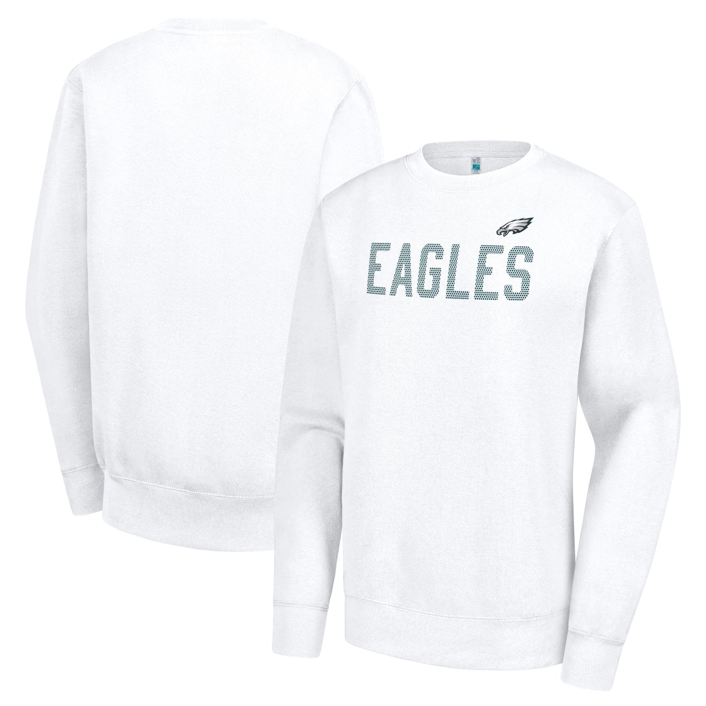 Women's G-III 4Her by Carl Banks White Philadelphia Eagles Dot Print Team Graphic Fleece Pullover Sweatshirt