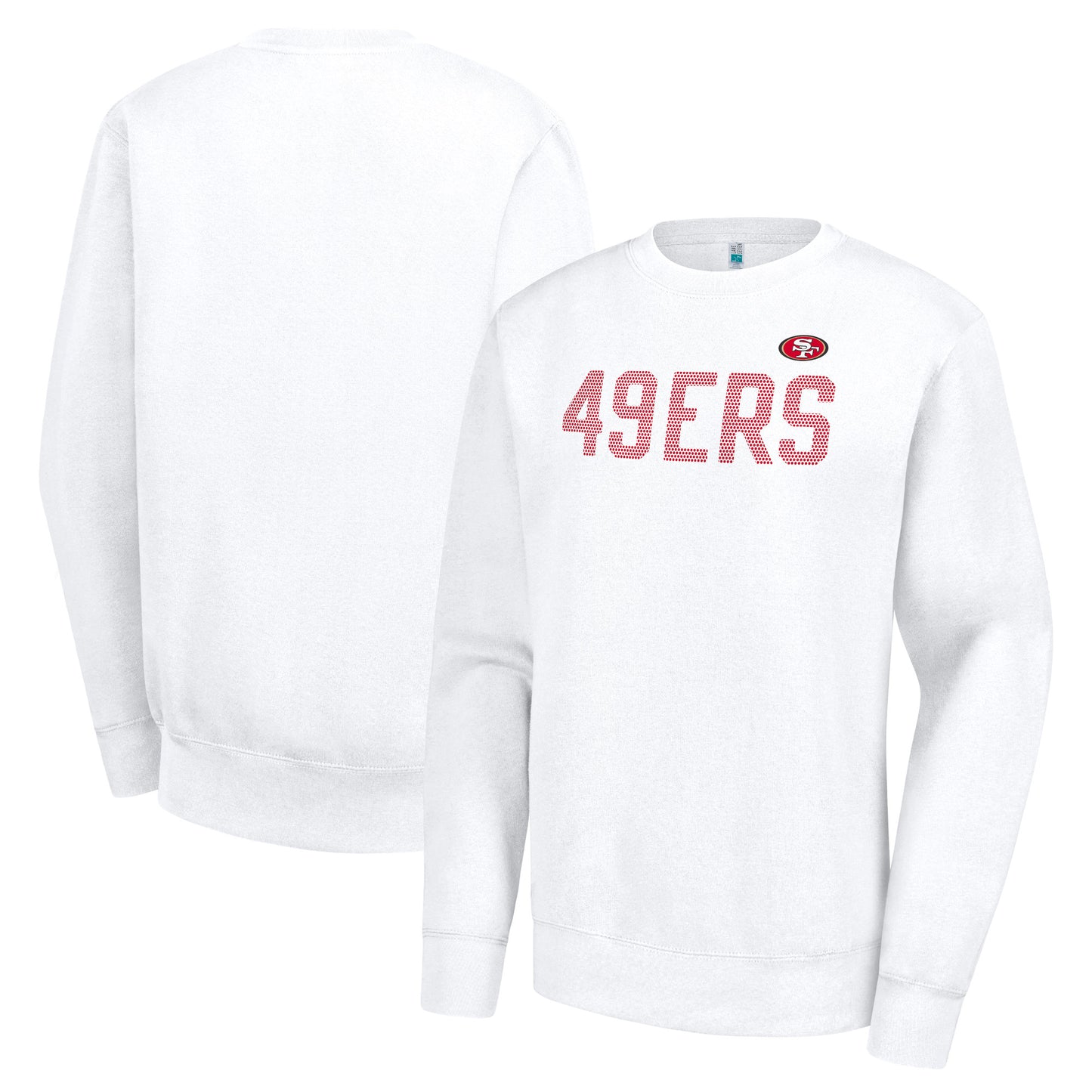 Women's G-III 4Her by Carl Banks White San Francisco 49ers Dot Print Team Graphic Fleece Pullover Sweatshirt