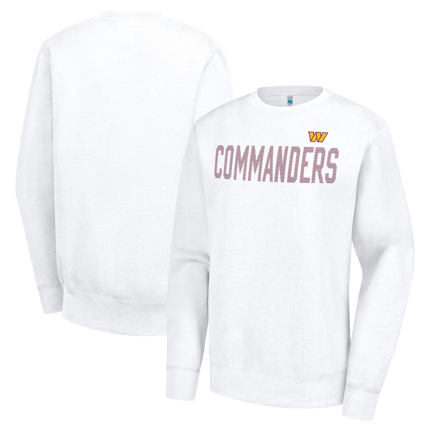 Women's G-III 4Her by Carl Banks White Washington Commanders Dot Print Team Graphic Fleece Pullover Sweatshirt