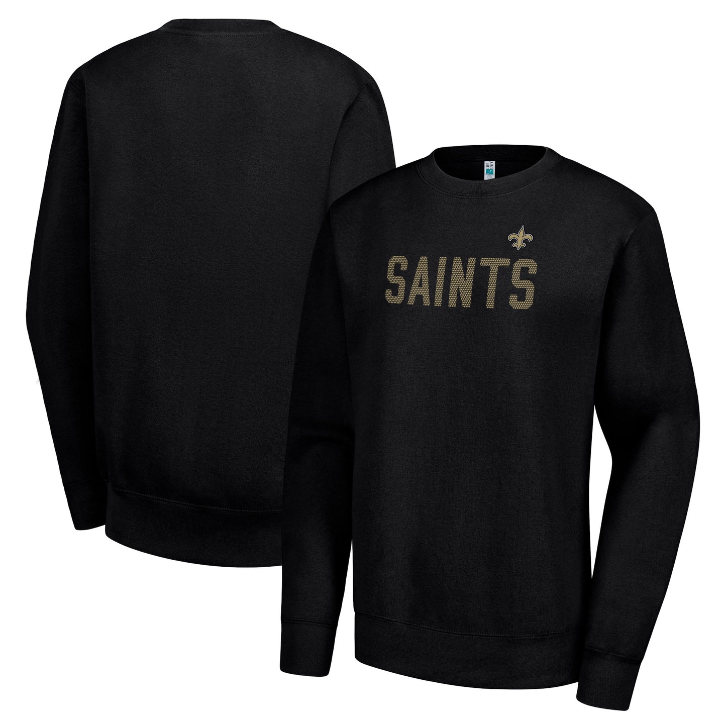 Women's G-III 4Her by Carl Banks Black New Orleans Saints Dot Print Team Graphic Fleece Pullover Sweatshirt