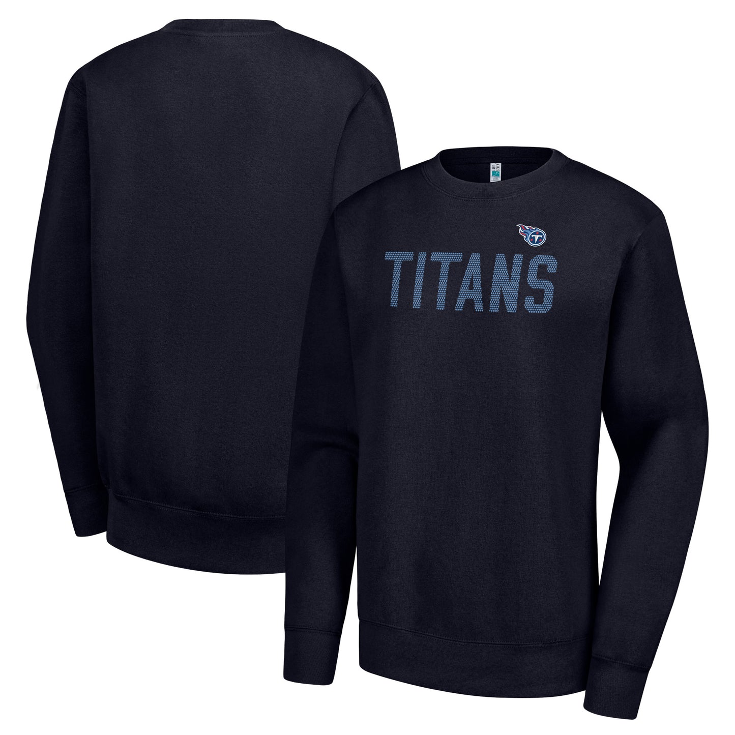 Women's G-III 4Her by Carl Banks Navy Tennessee Titans Dot Print Team Graphic Fleece Pullover Sweatshirt