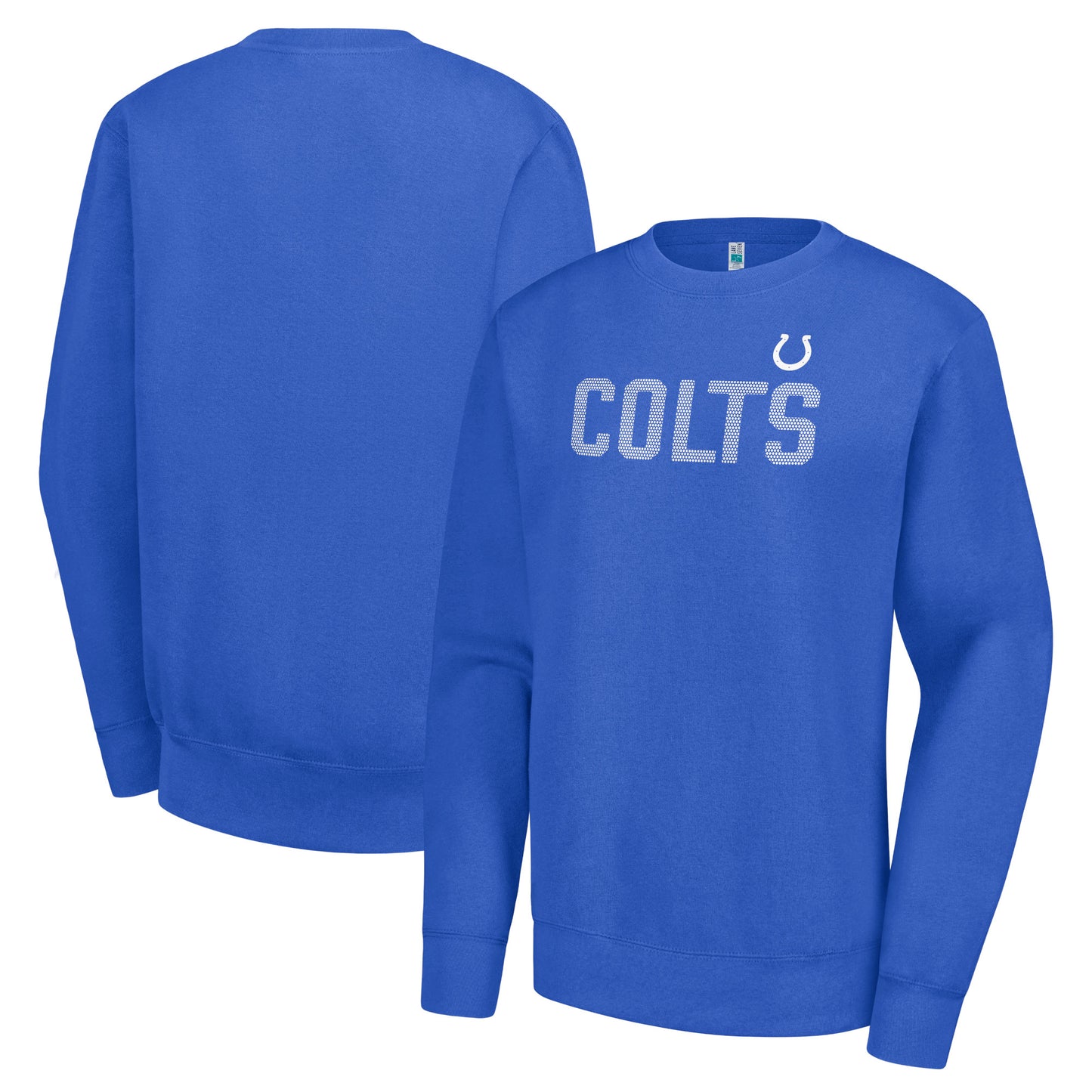 Women's G-III 4Her by Carl Banks Royal Indianapolis Colts Dot Print Team Graphic Fleece Pullover Sweatshirt