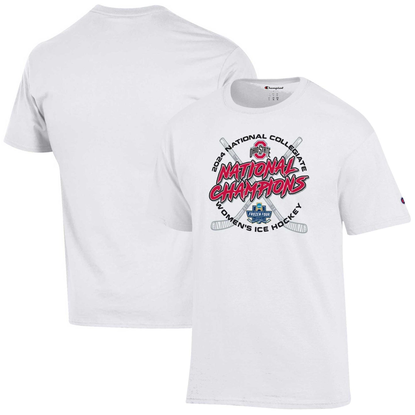 Unisex Champion White Ohio State Buckeyes 2024 NCAA Women's Ice Hockey National Champions Locker Room T-Shirt