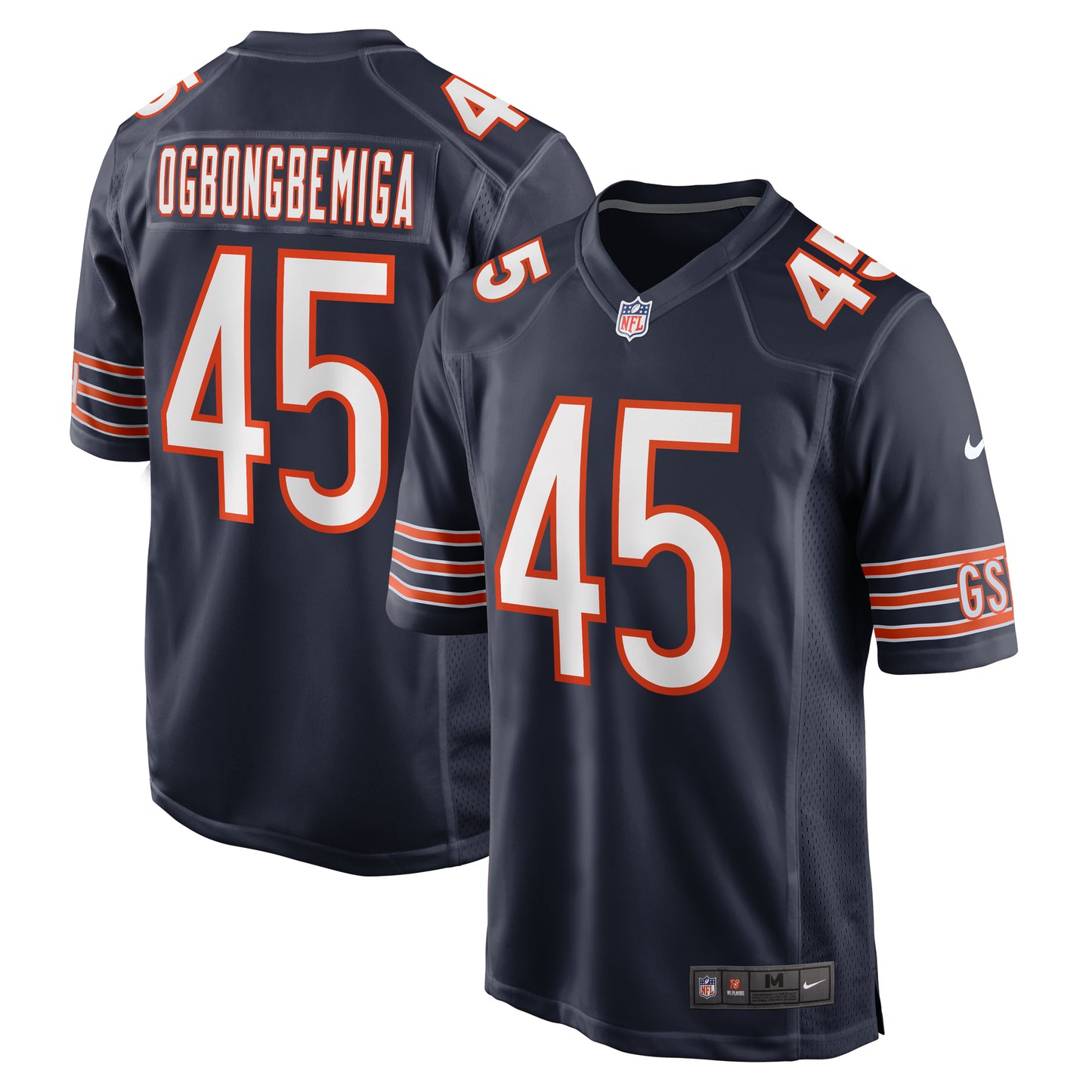 Men's Nike Amen Ogbongbemiga Navy Chicago Bears Game Jersey