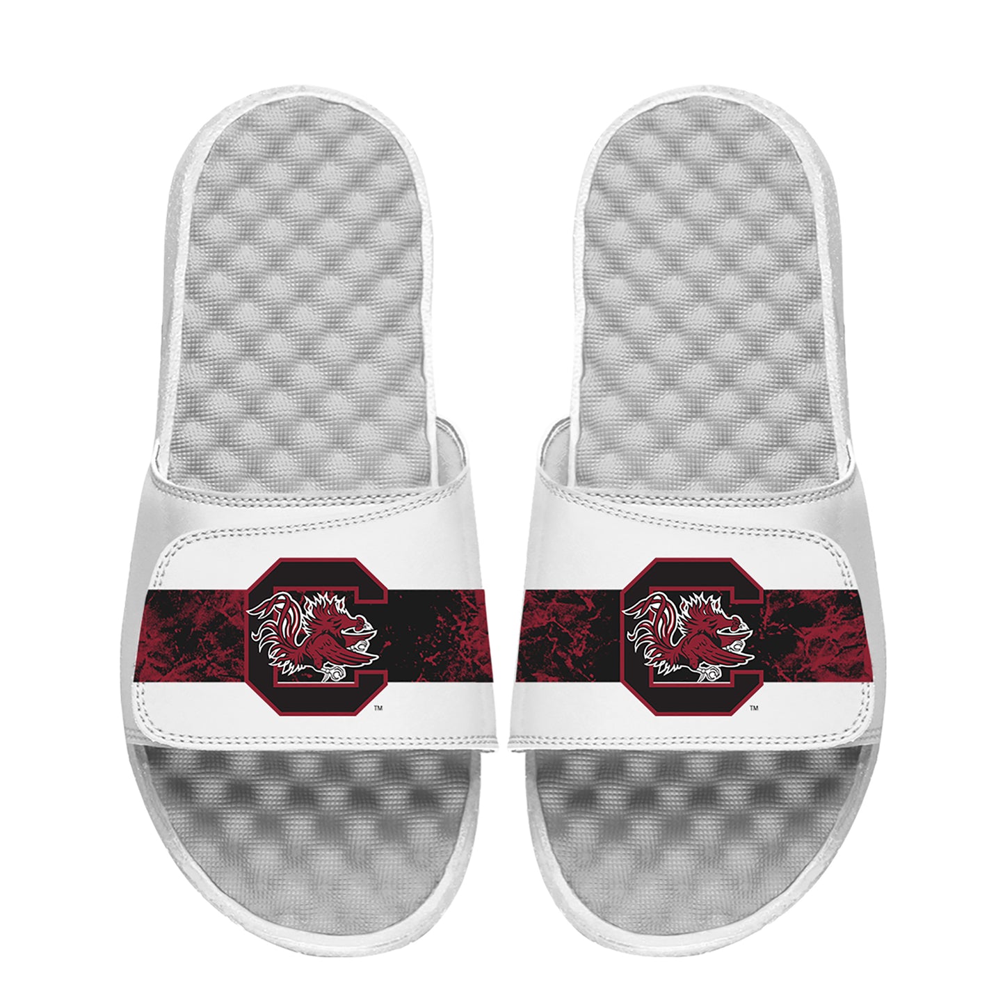 Youth ISlide White South Carolina Gamecocks Distressed Slide Sandals