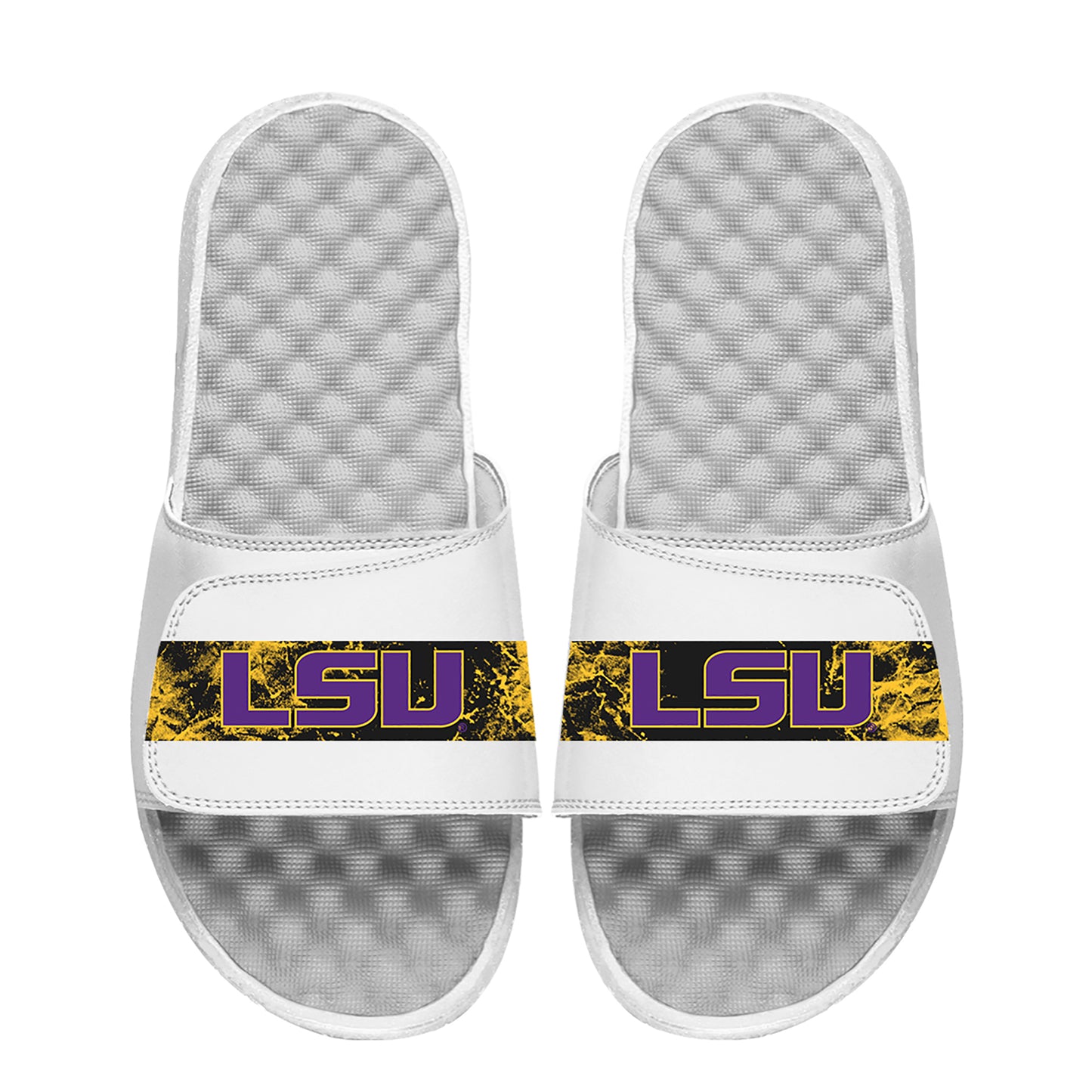 Men's ISlide White LSU Tigers Distressed Slide Sandals