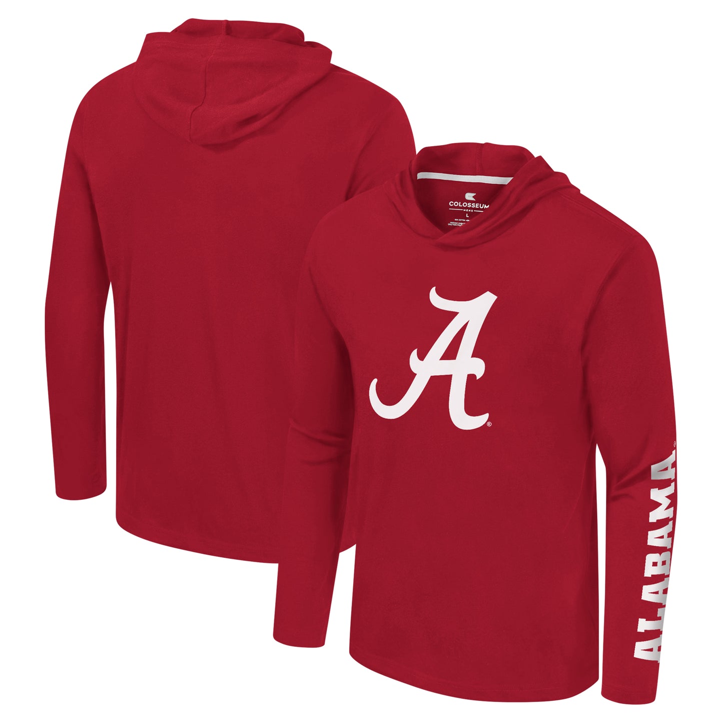 Men's Colosseum Crimson Alabama Crimson Tide Logo Lockup Active Blend Long Sleeve T-Shirt Hoodie