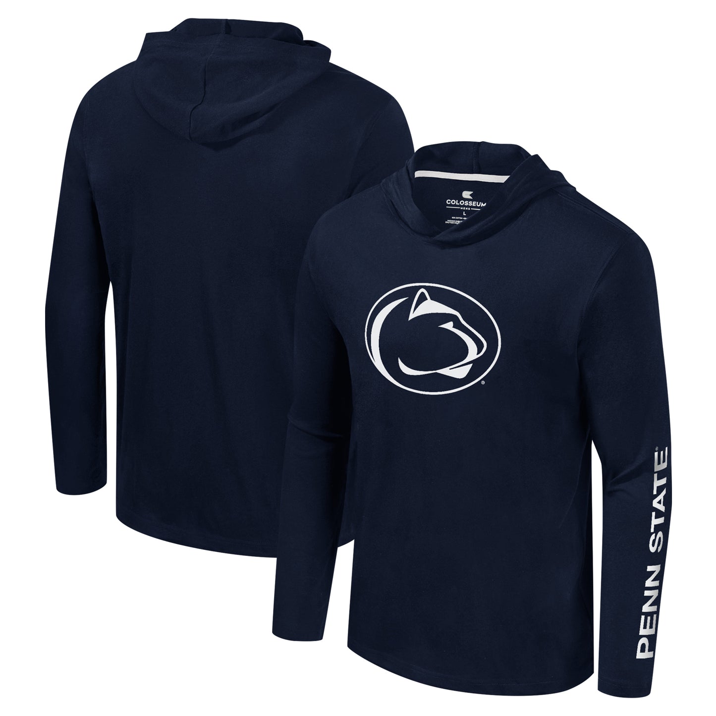Men's Colosseum Navy Penn State Nittany Lions Logo Lockup Active Blend Long Sleeve T-Shirt Hoodie