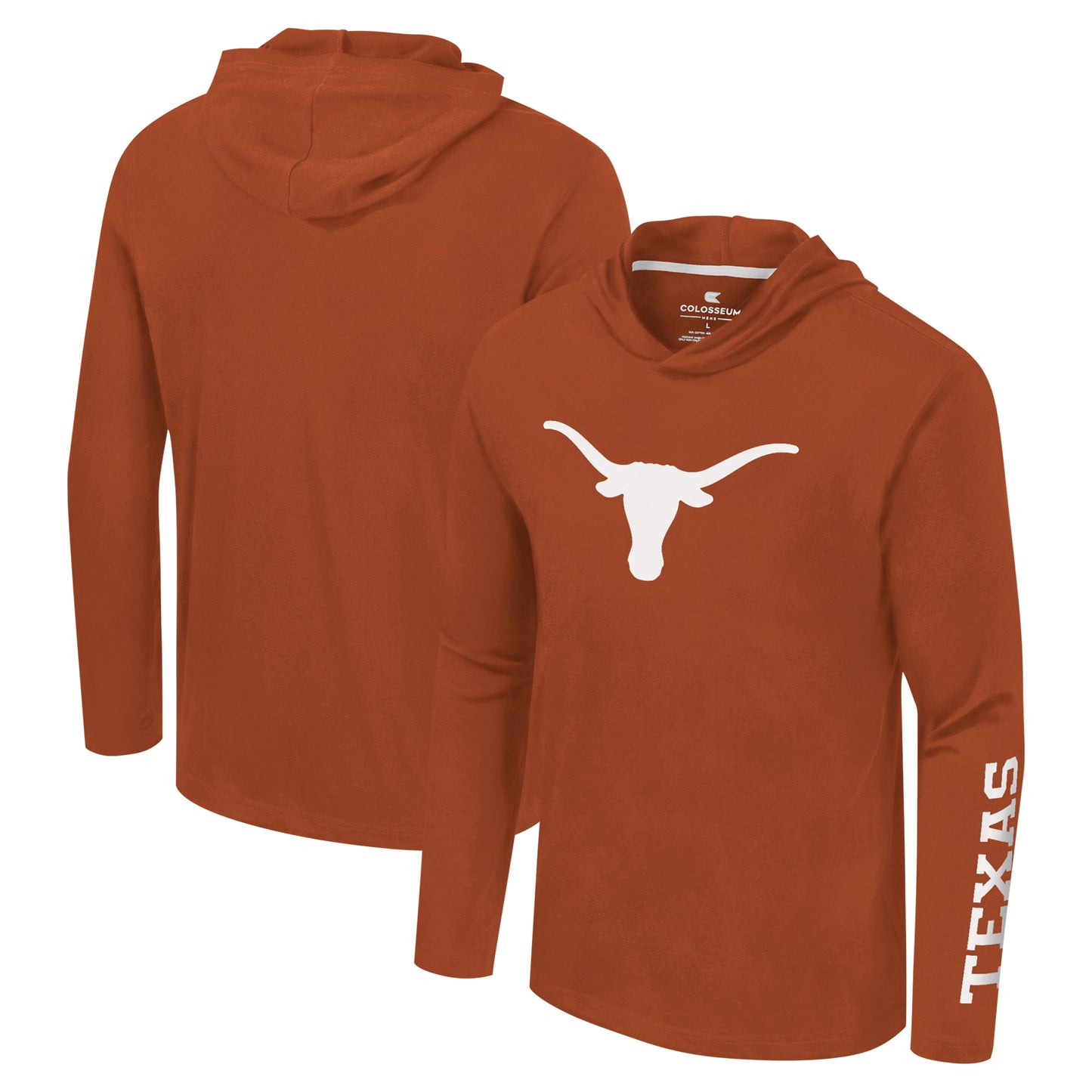 Men's Colosseum Texas Orange Texas Longhorns Logo Lockup Active Blend Long Sleeve T-Shirt Hoodie