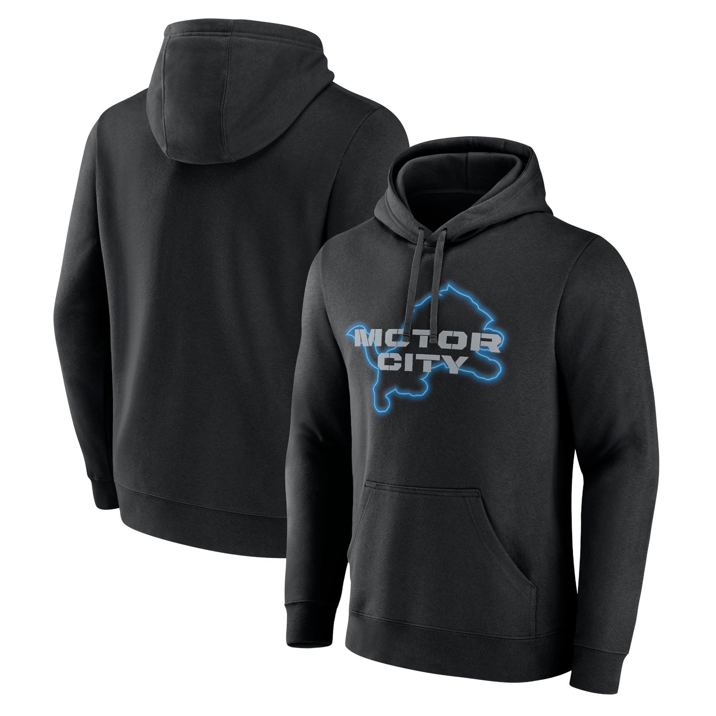 Men's Fanatics Black Detroit Lions Motor City Muscle Pullover Hoodie