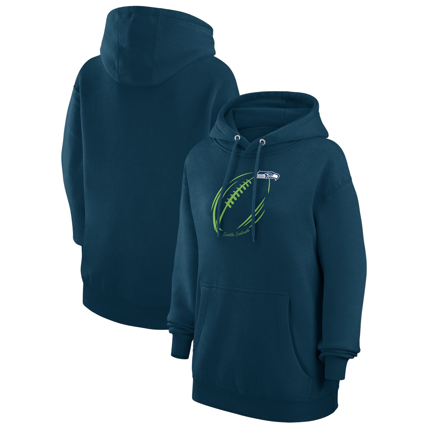 Women's G-III 4Her by Carl Banks Navy Seattle Seahawks Football Logo Fleece Pullover Hoodie