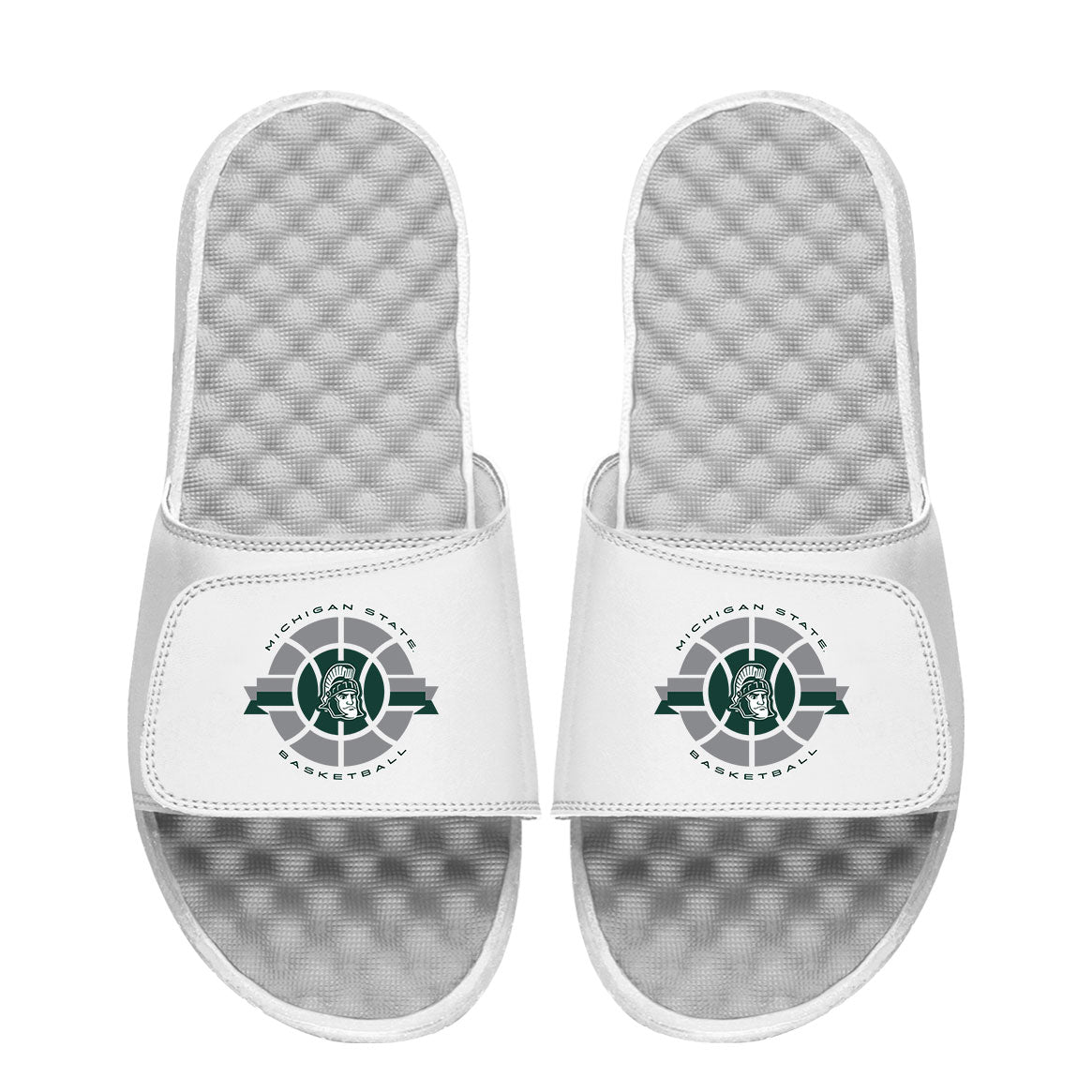 Youth ISlide White Michigan State Spartans Basketball Logo Slide Sandals