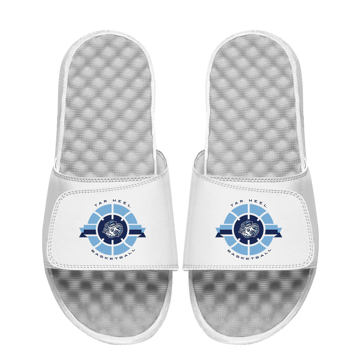 Men's ISlide White North Carolina Tar Heels Basketball Logo Slide Sandals