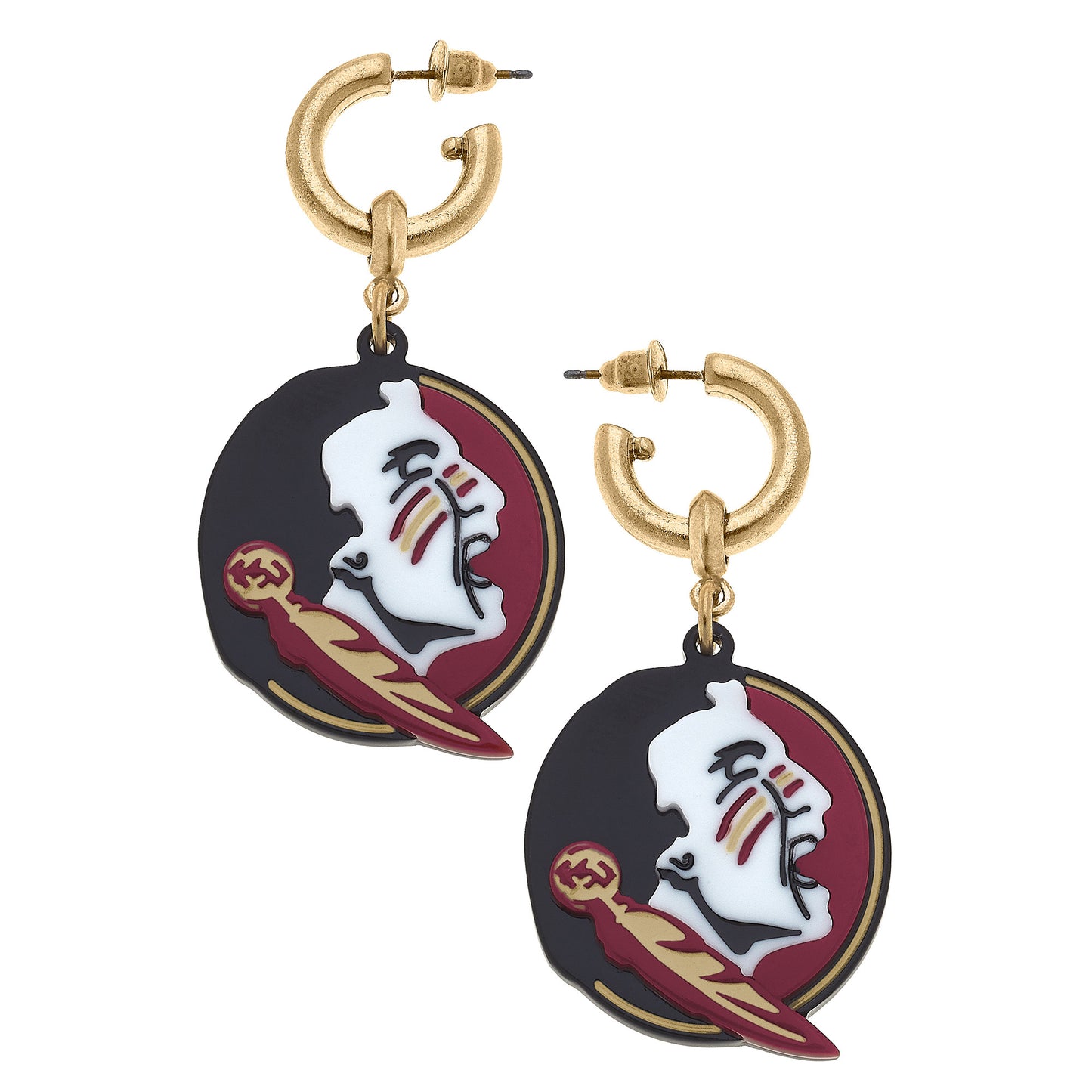 Women's Florida State Seminoles Resin Logo Drop Hoop Earrings
