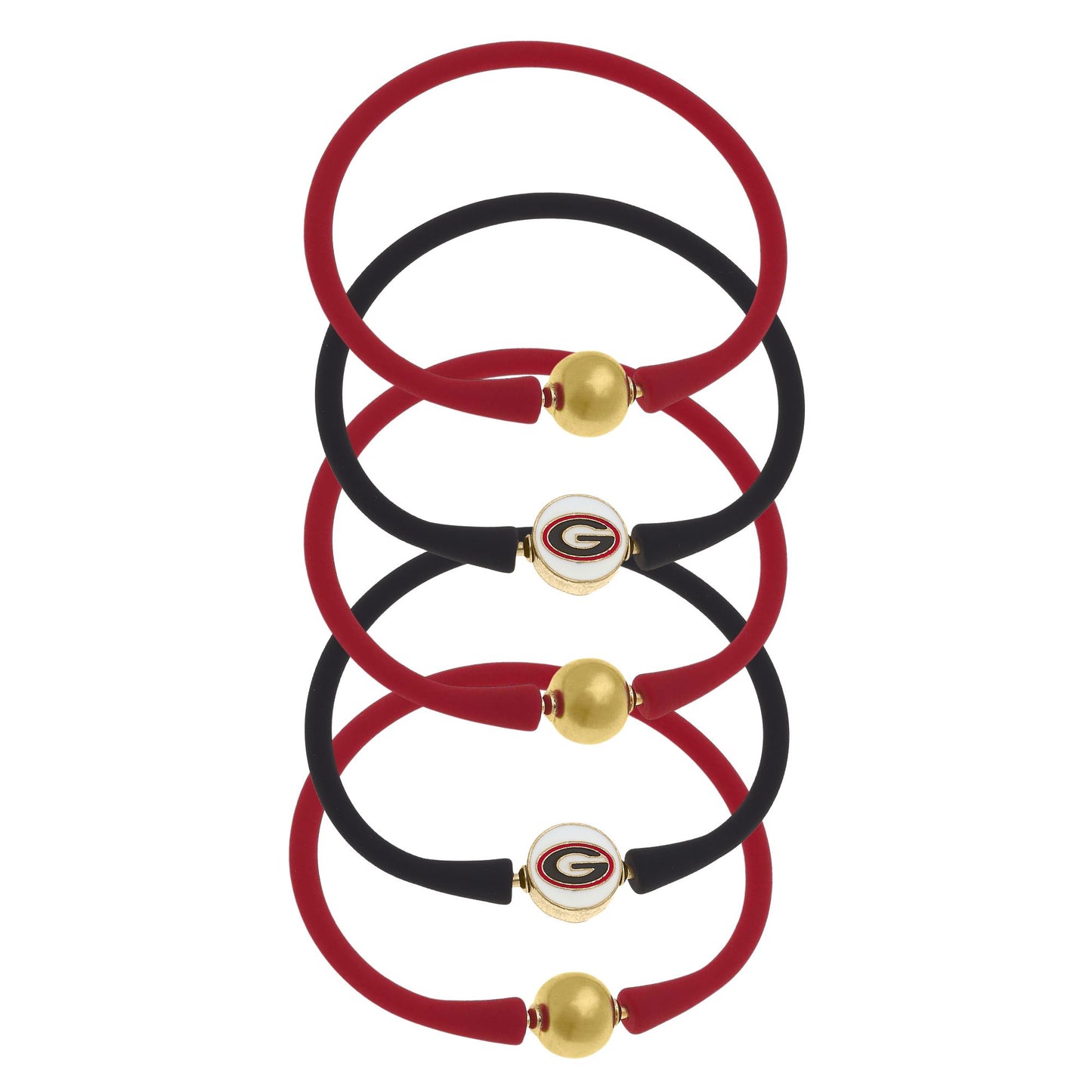 Women's Georgia Bulldogs Five-Pack Enamel Silicone Bali Bracelets