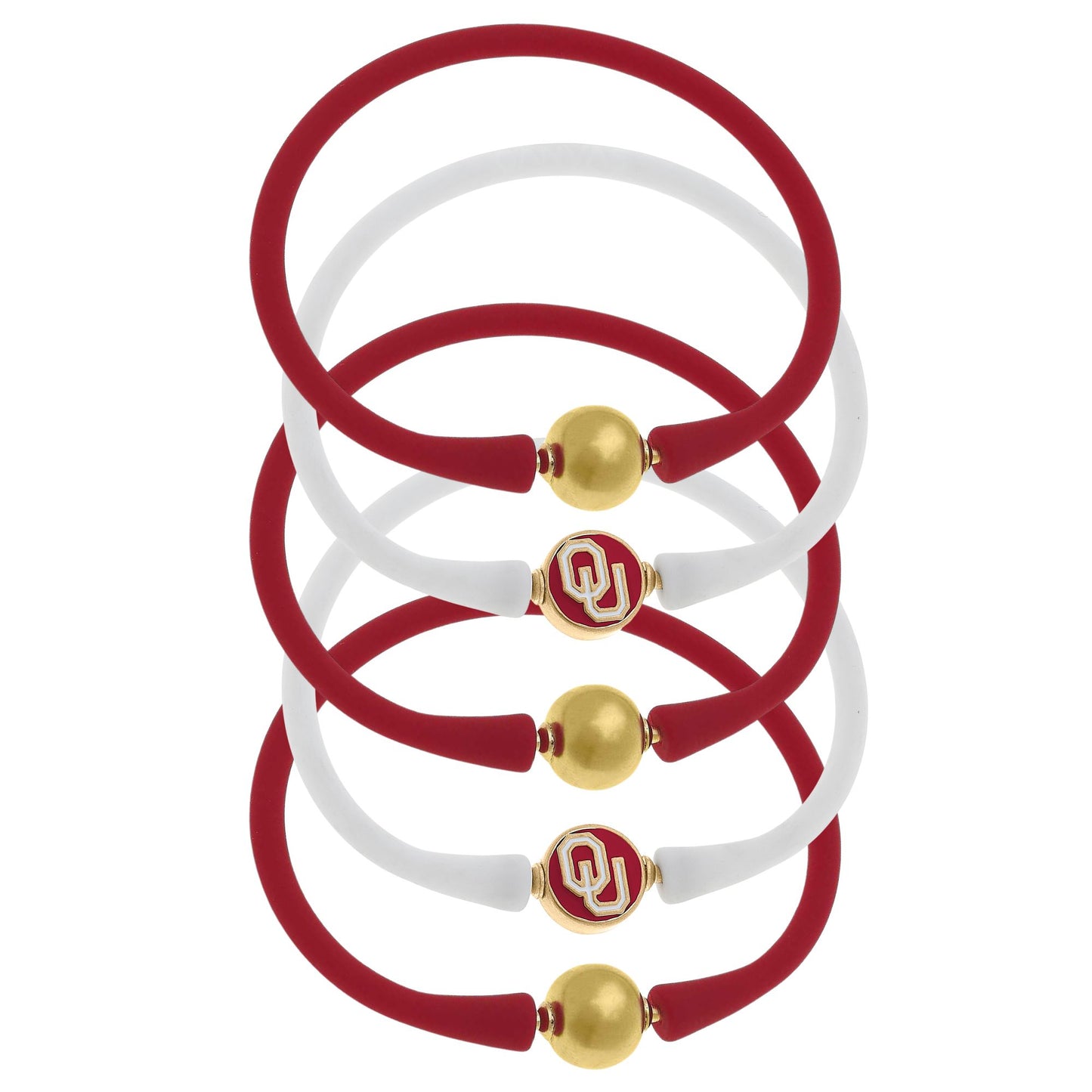 Women's Oklahoma Sooners Five-Pack Enamel Silicone Bali Bracelets