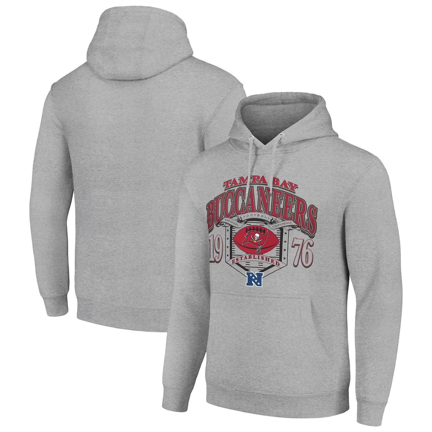Men's Starter Heather Gray Tampa Bay Buccaneers 80s Retro Pullover Hoodie