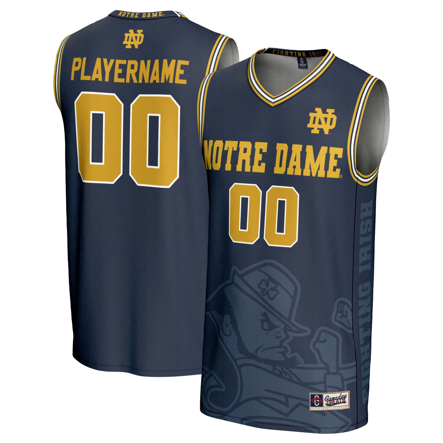 Youth GameDay Greats Navy Notre Dame Fighting Irish NIL Pick-A-Player Women's Basketball Lightweight Icon Print Jersey