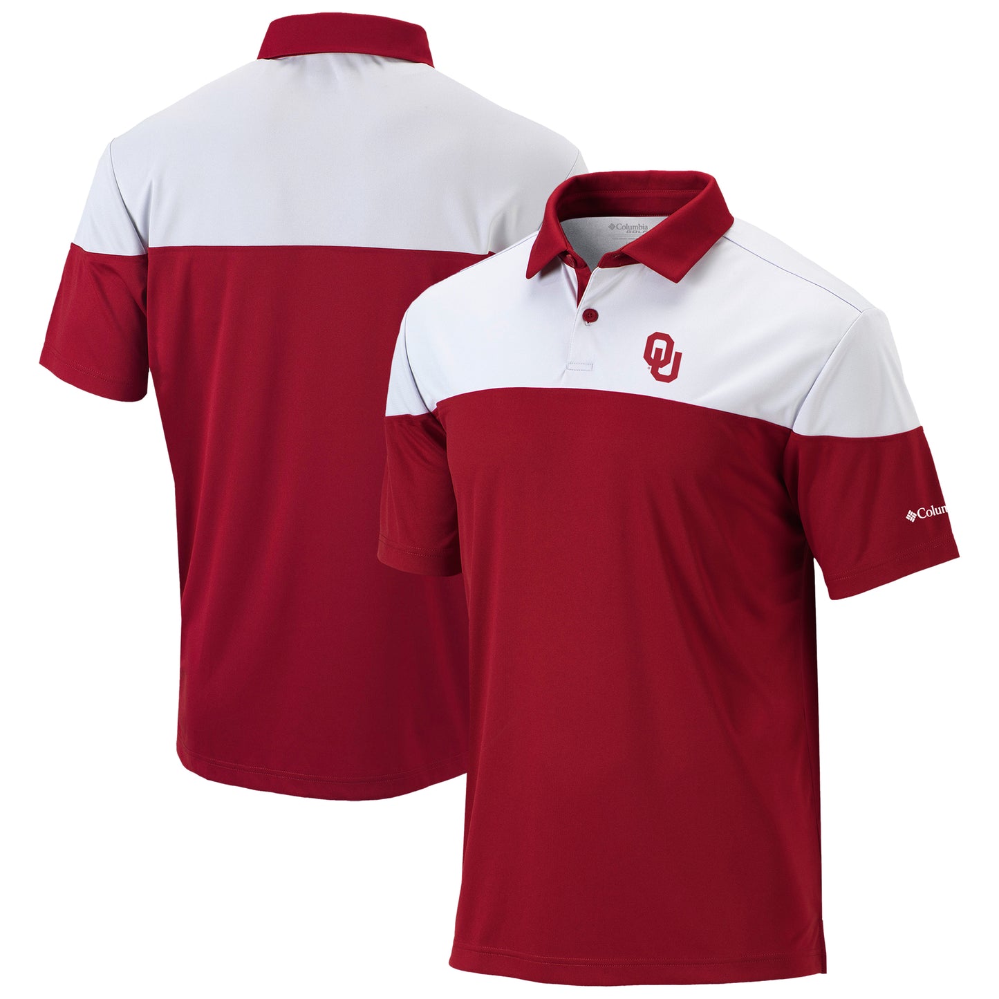 Men's Columbia Crimson Oklahoma Sooners Best Ball Omni-Wick Polo
