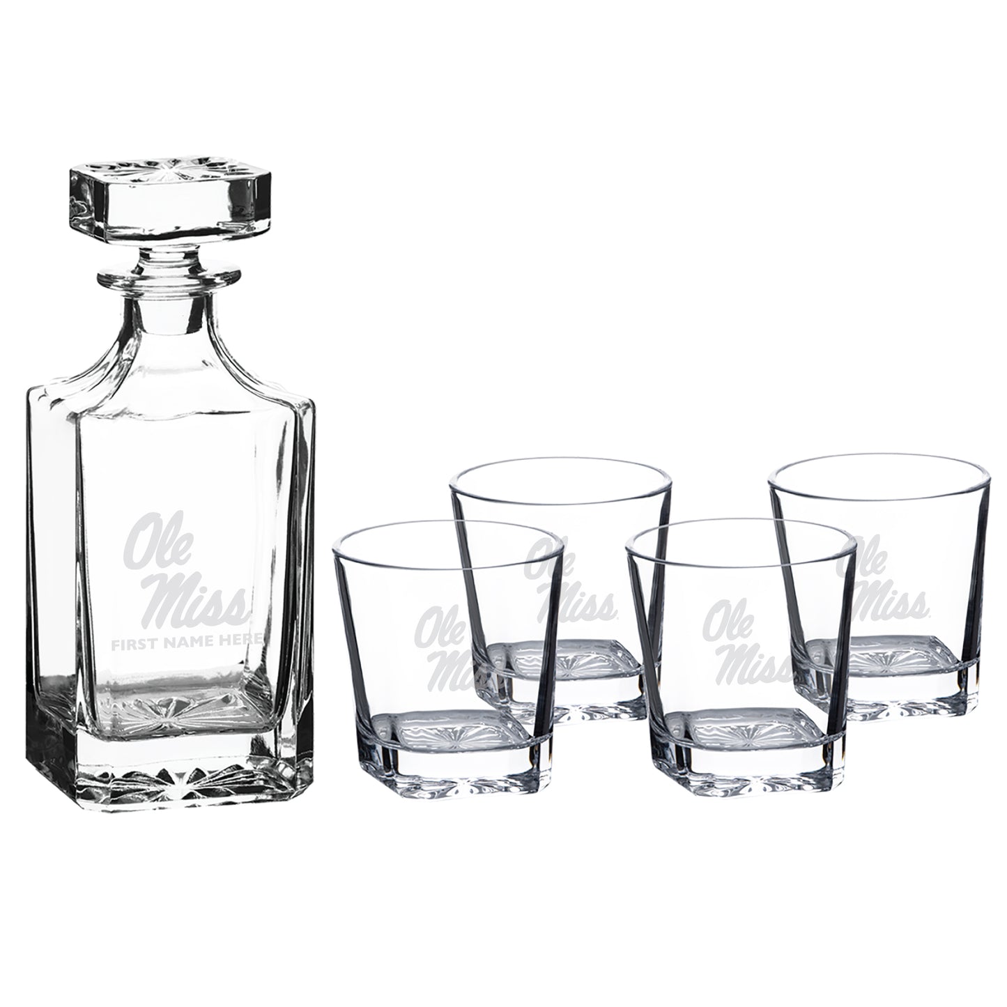 Ole Miss Rebels Five-Piece Personalized Decanter Set
