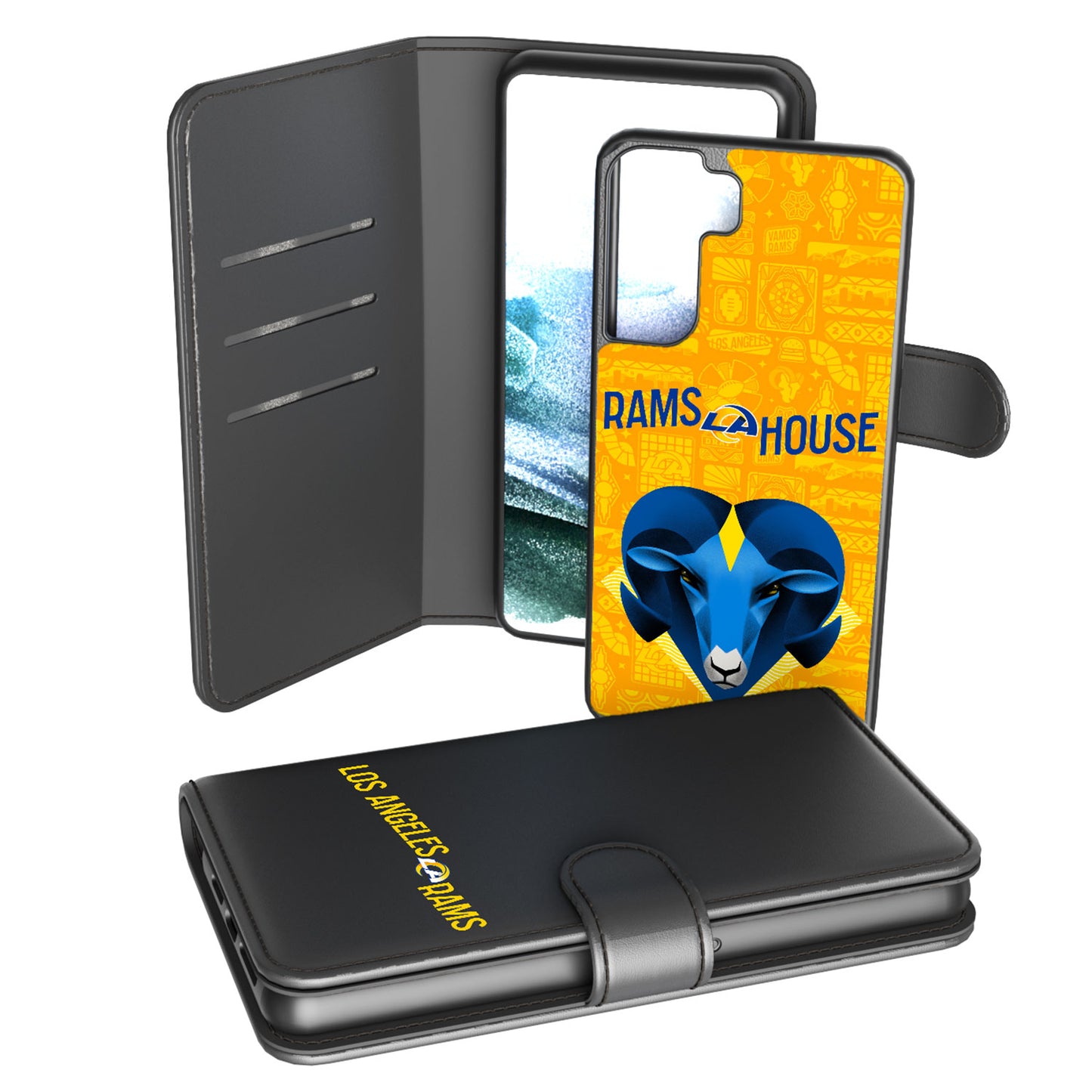 Keyscaper Black Los Angeles Rams Galaxy Wallet Case