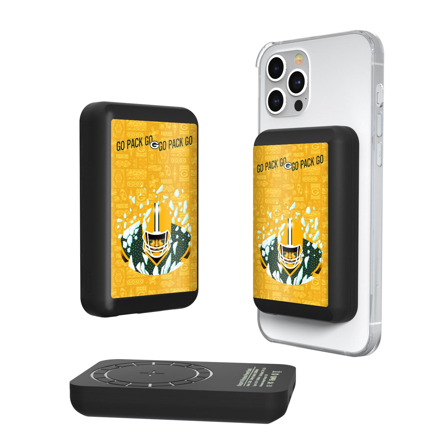 Keyscaper Black Green Bay Packers 5000mAh Wireless Magnetic Power Bank