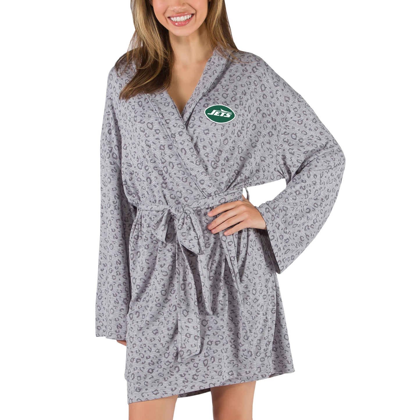 Women's Concepts Sport Gray New York Jets Frill Hacci Knit Robe